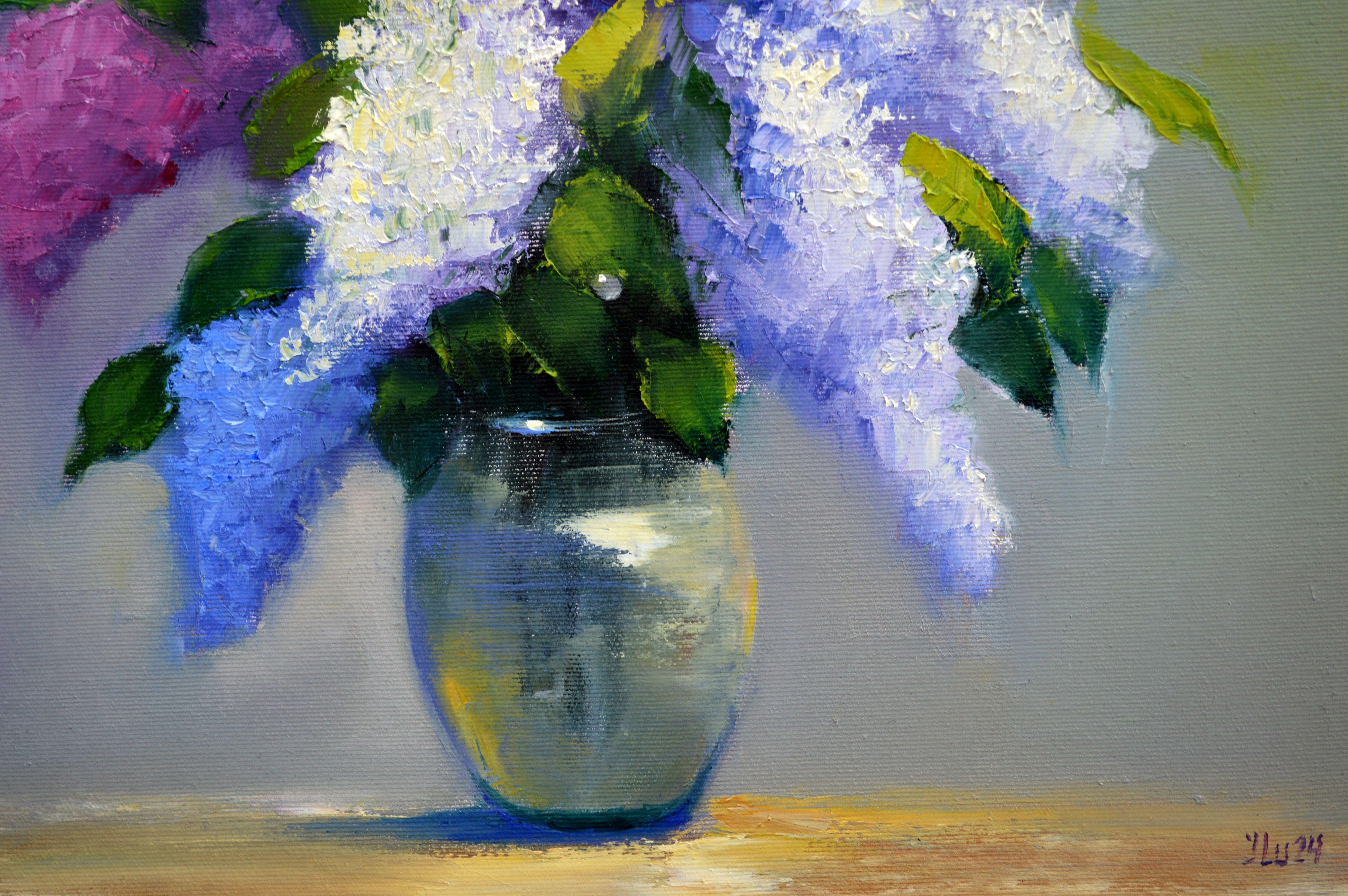 Bouquet of lilacs 40Х40  oil painting For Sale 9