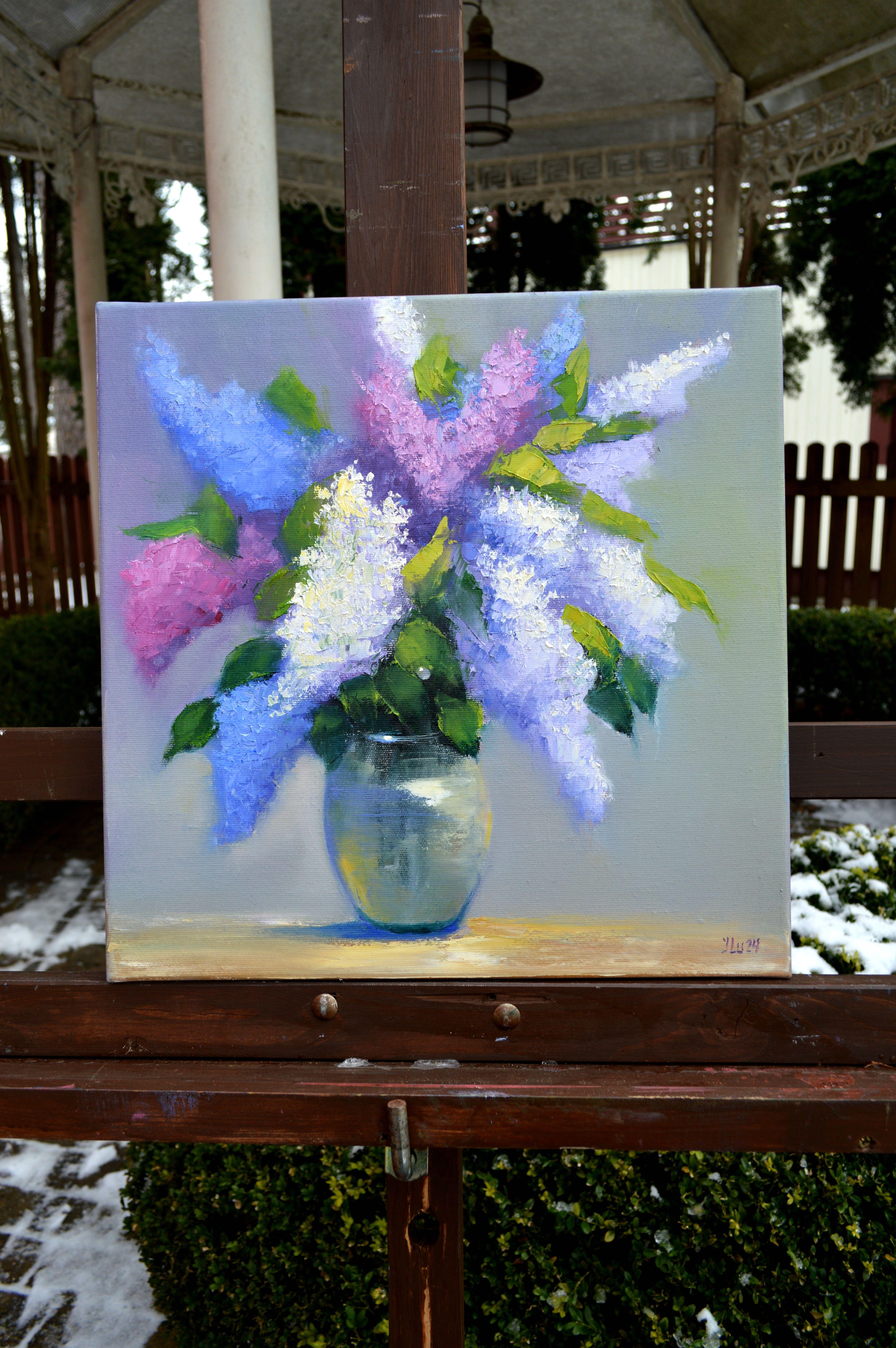 Bouquet of lilacs 40Х40  oil painting For Sale 1