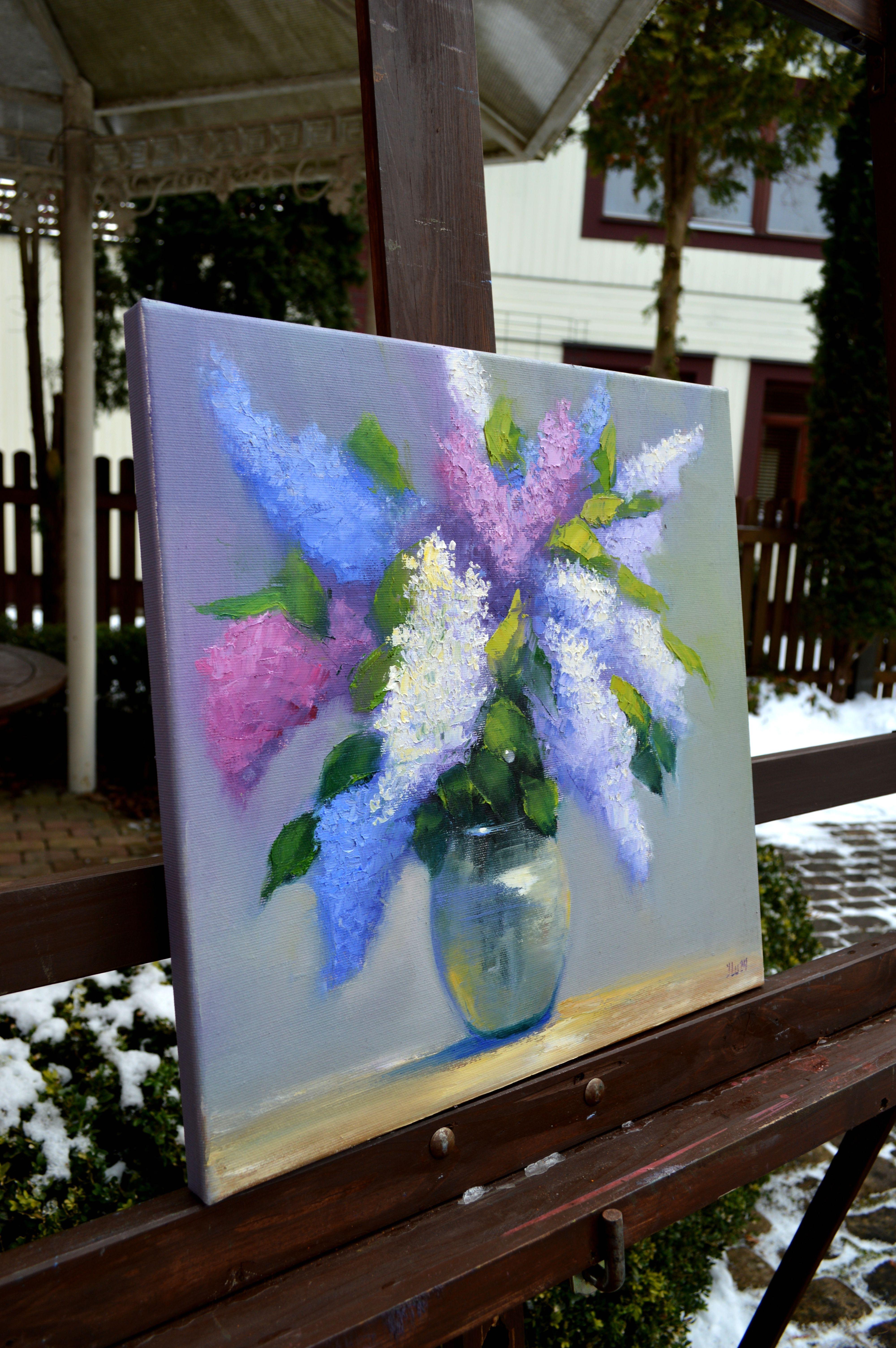 Bouquet of lilacs 40Х40  oil painting For Sale 2