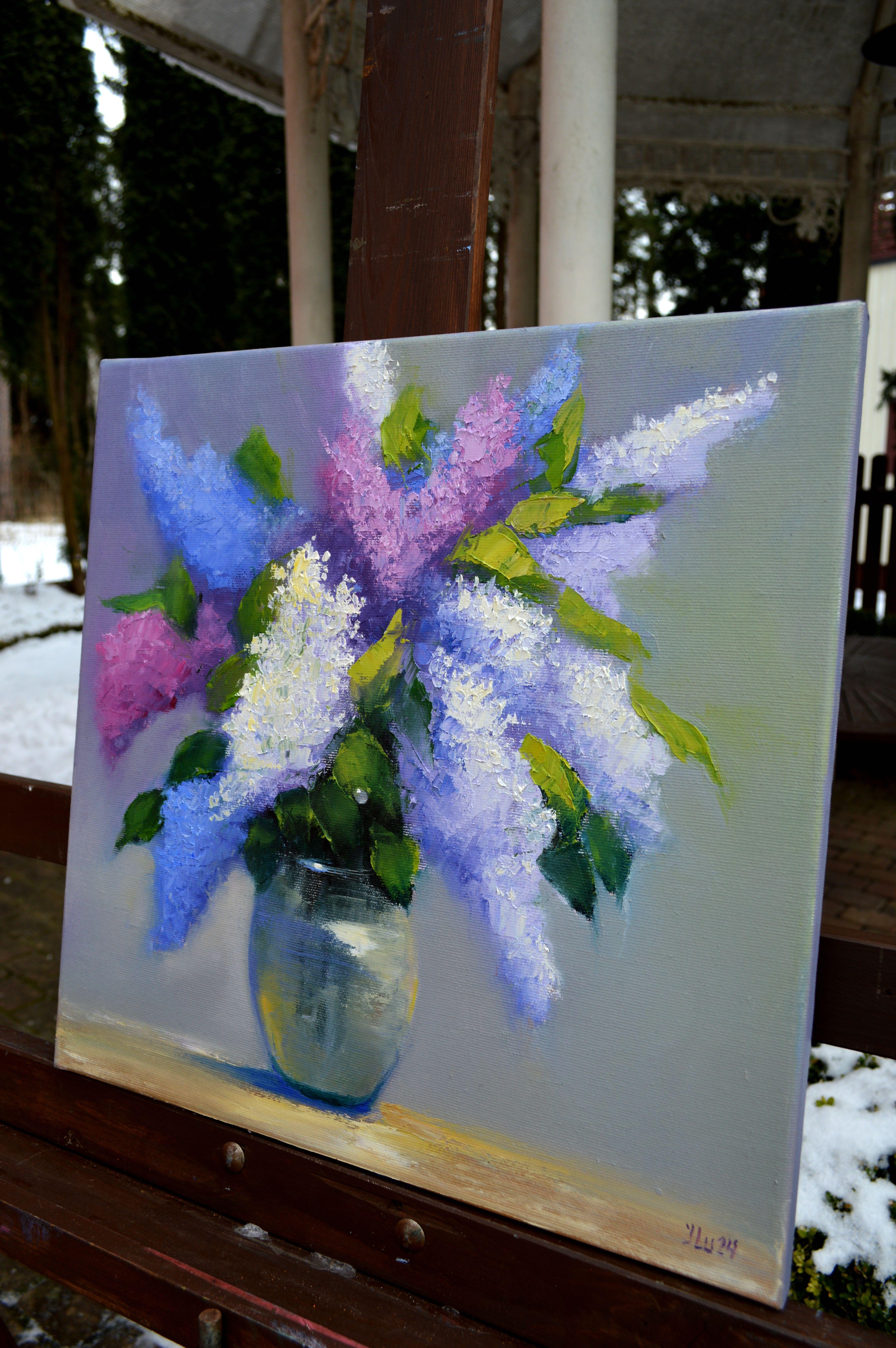 Bouquet of lilacs 40Х40  oil painting For Sale 3