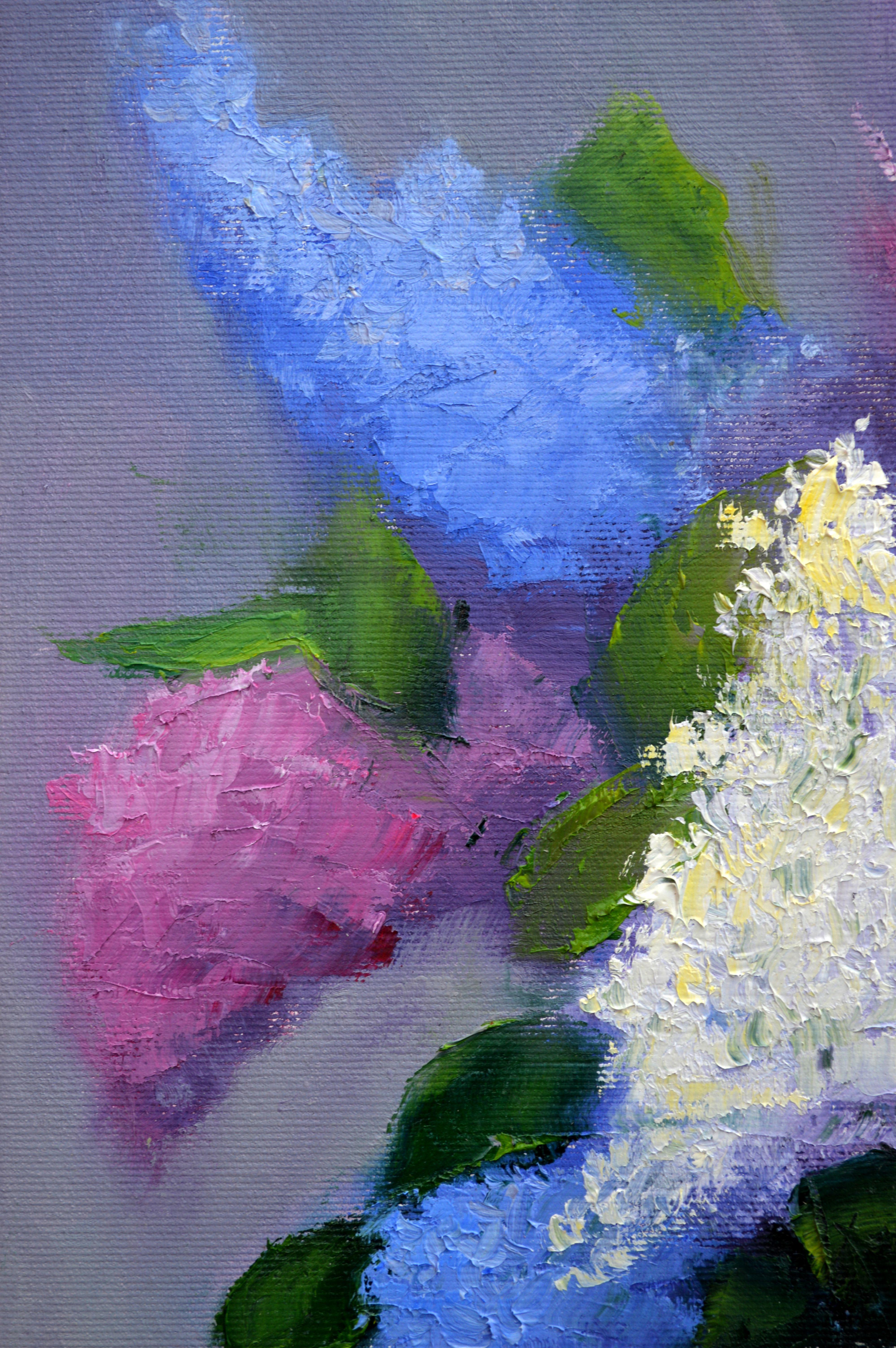 Bouquet of lilacs 40Х40  oil painting For Sale 5