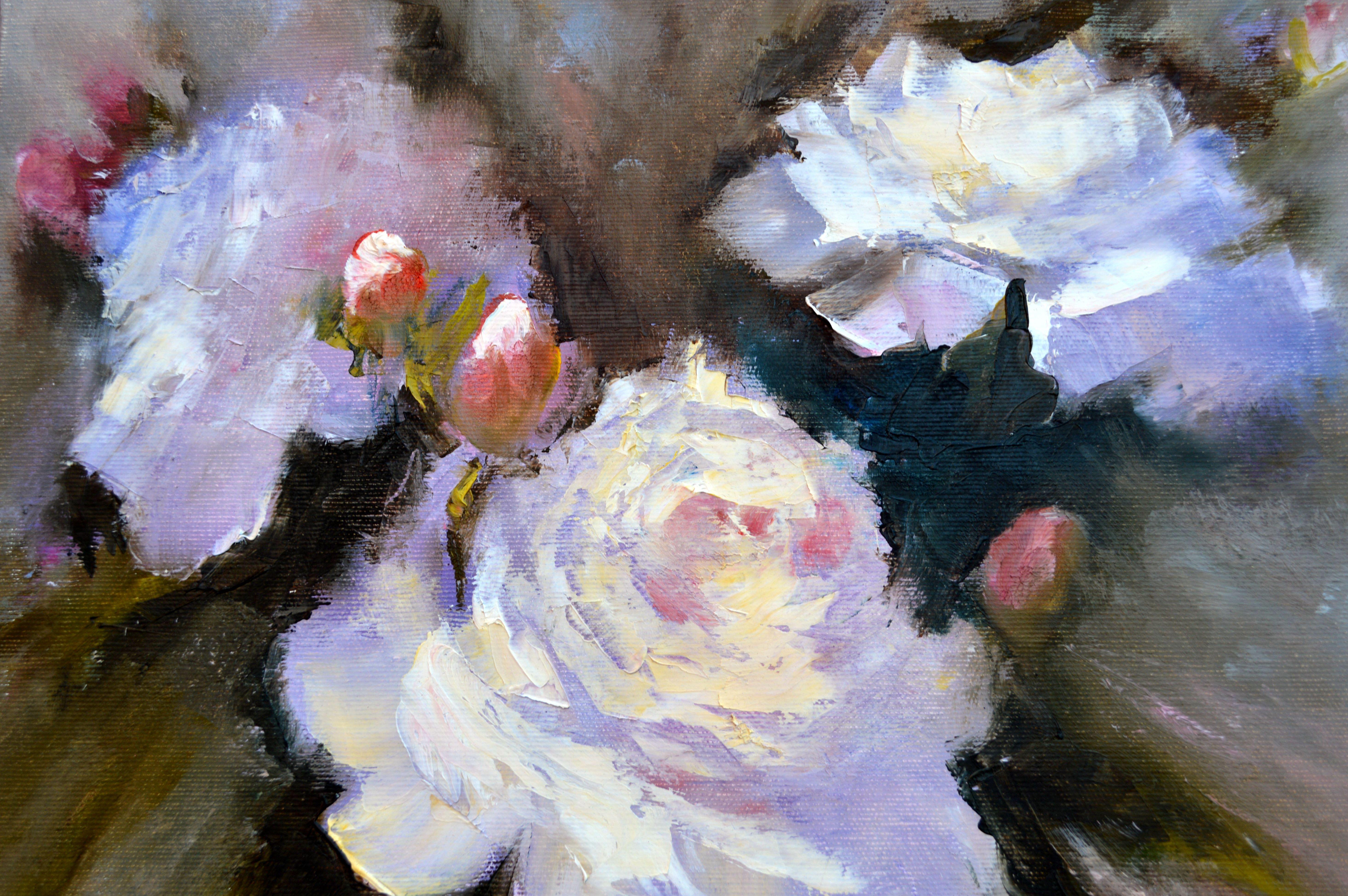 Blumenstrauß aus weißen Pfingstrosen im Angebot 6