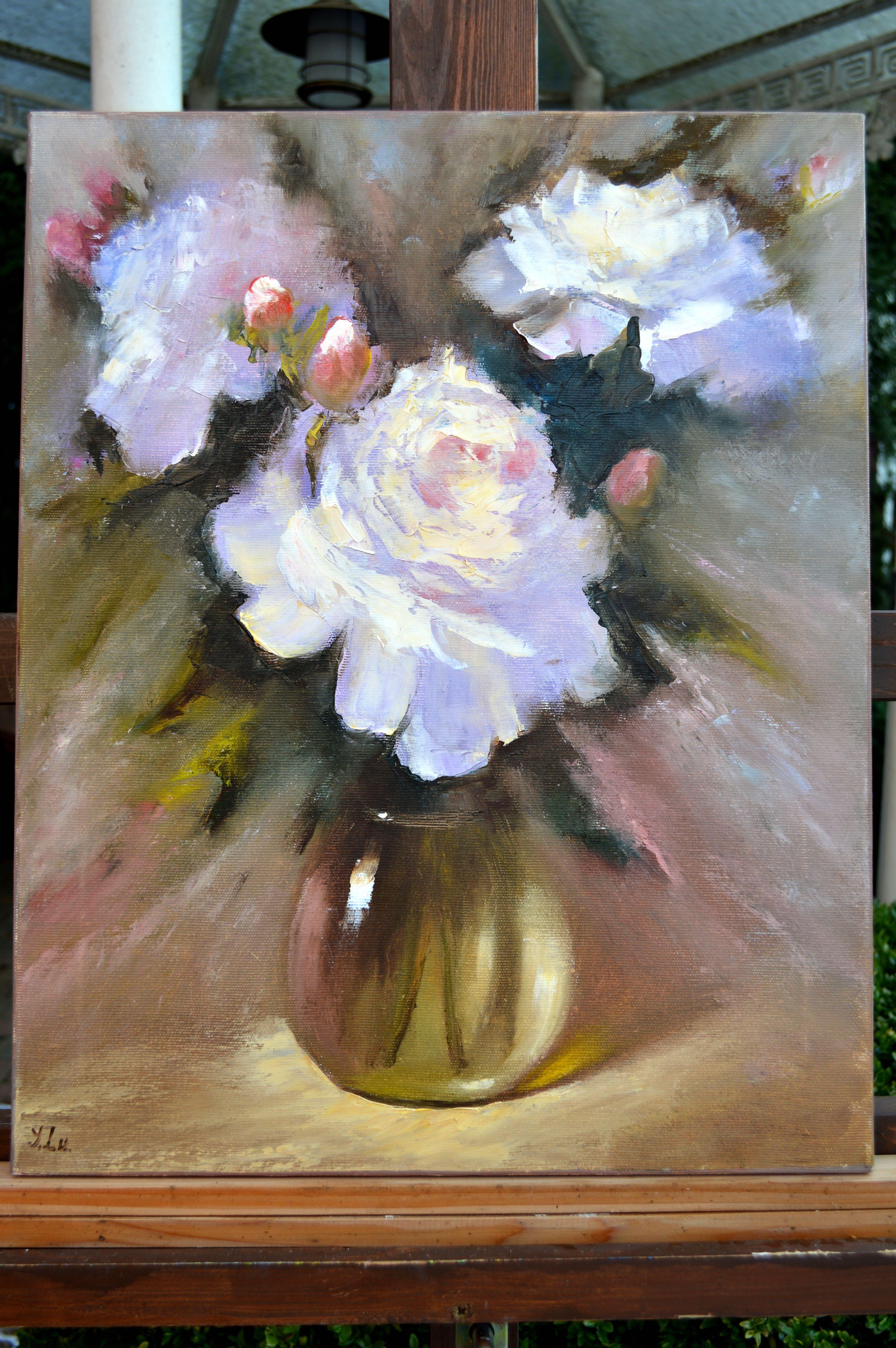 Blumenstrauß aus weißen Pfingstrosen im Angebot 10