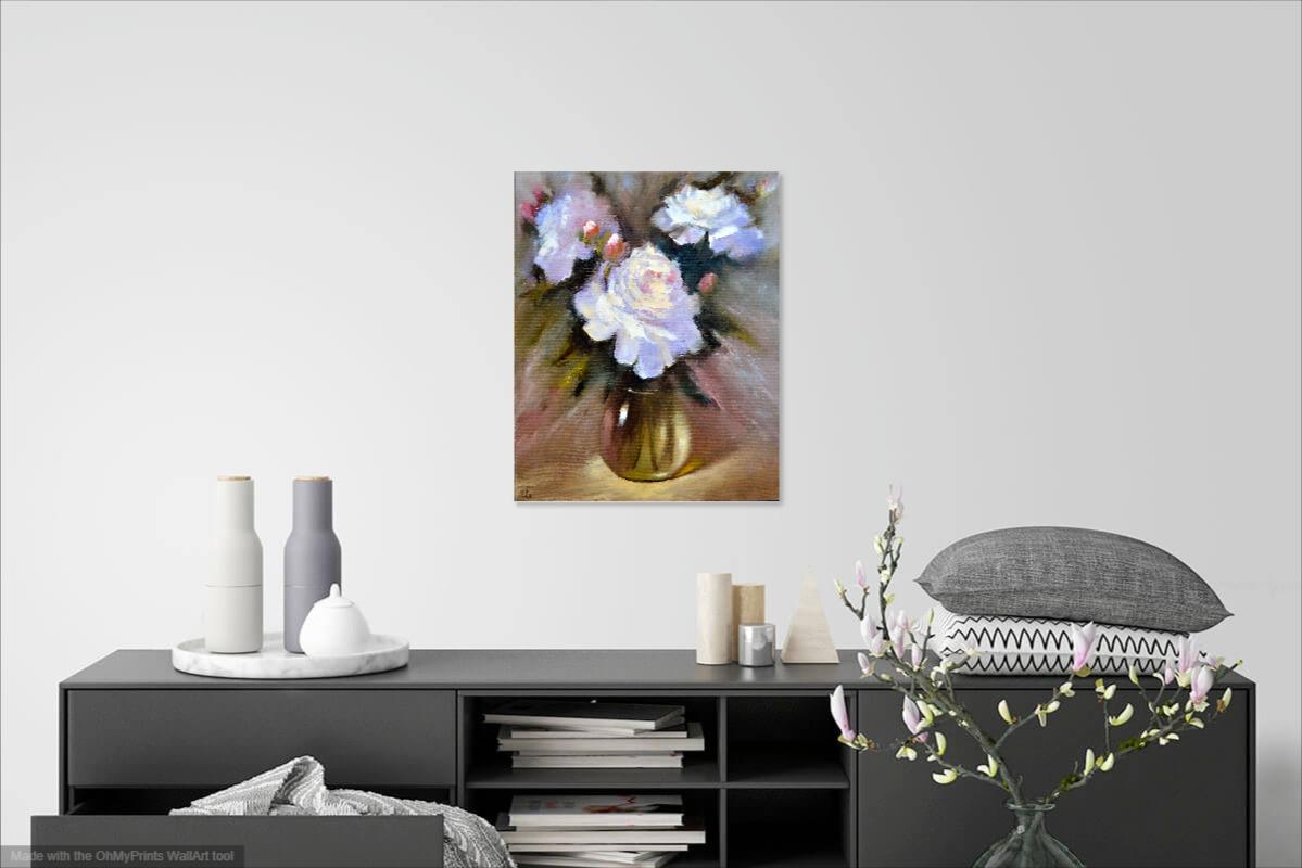 Blumenstrauß aus weißen Pfingstrosen im Angebot 14