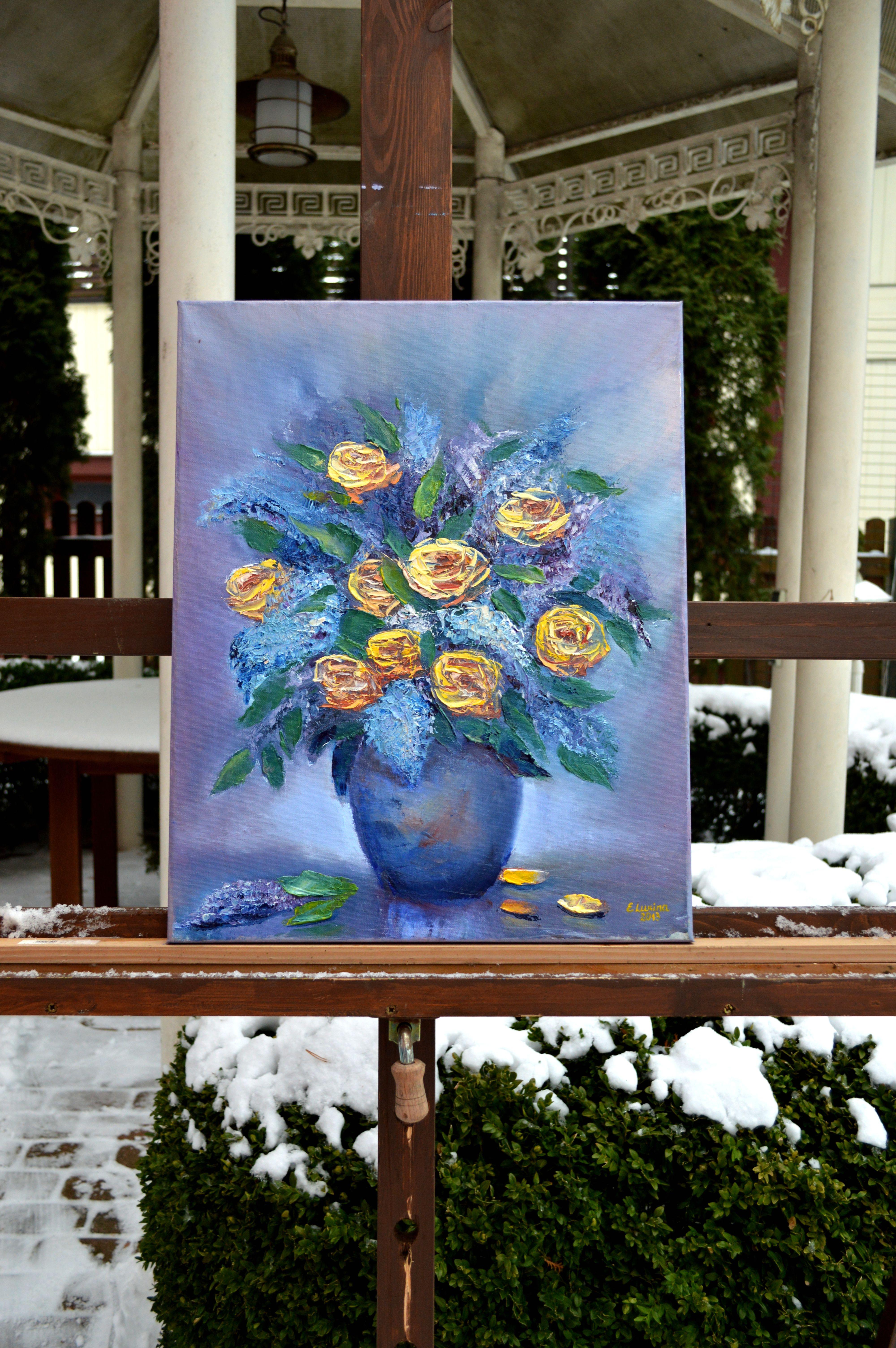 Bouquet with roses - Painting by Elena Lukina