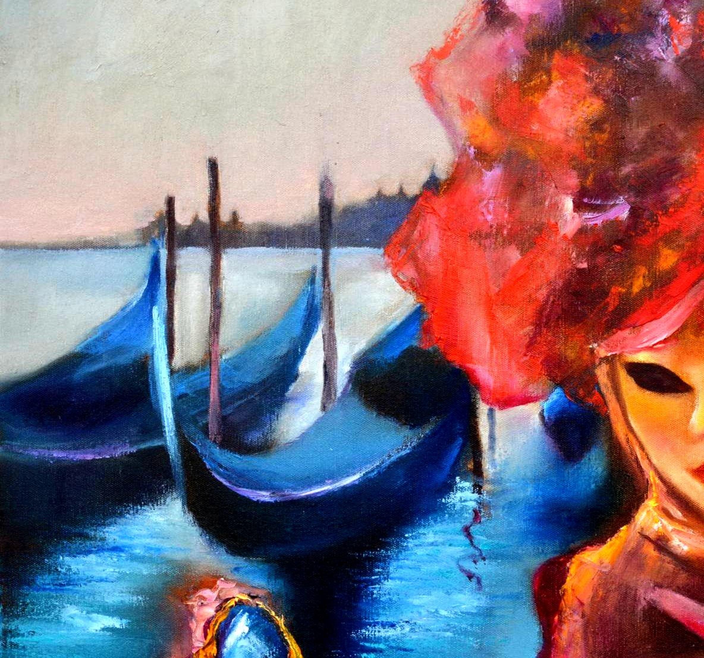 Noche de Carnaval 70X70 - Landscape Painting Rosa de Elena Lukina