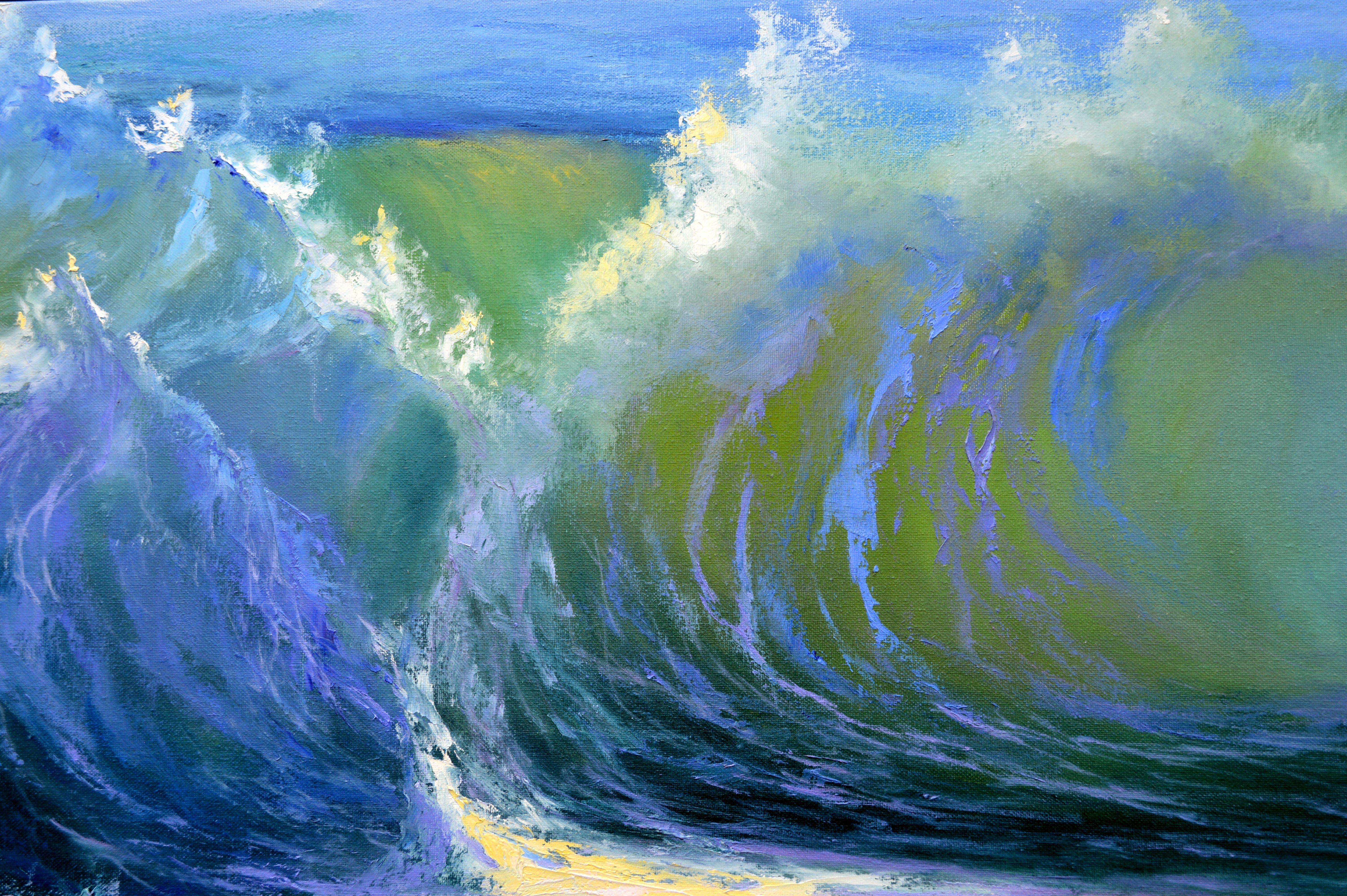Cascading Waves of the Caribbean 80X100 Öl auf Leinwand im Angebot 6