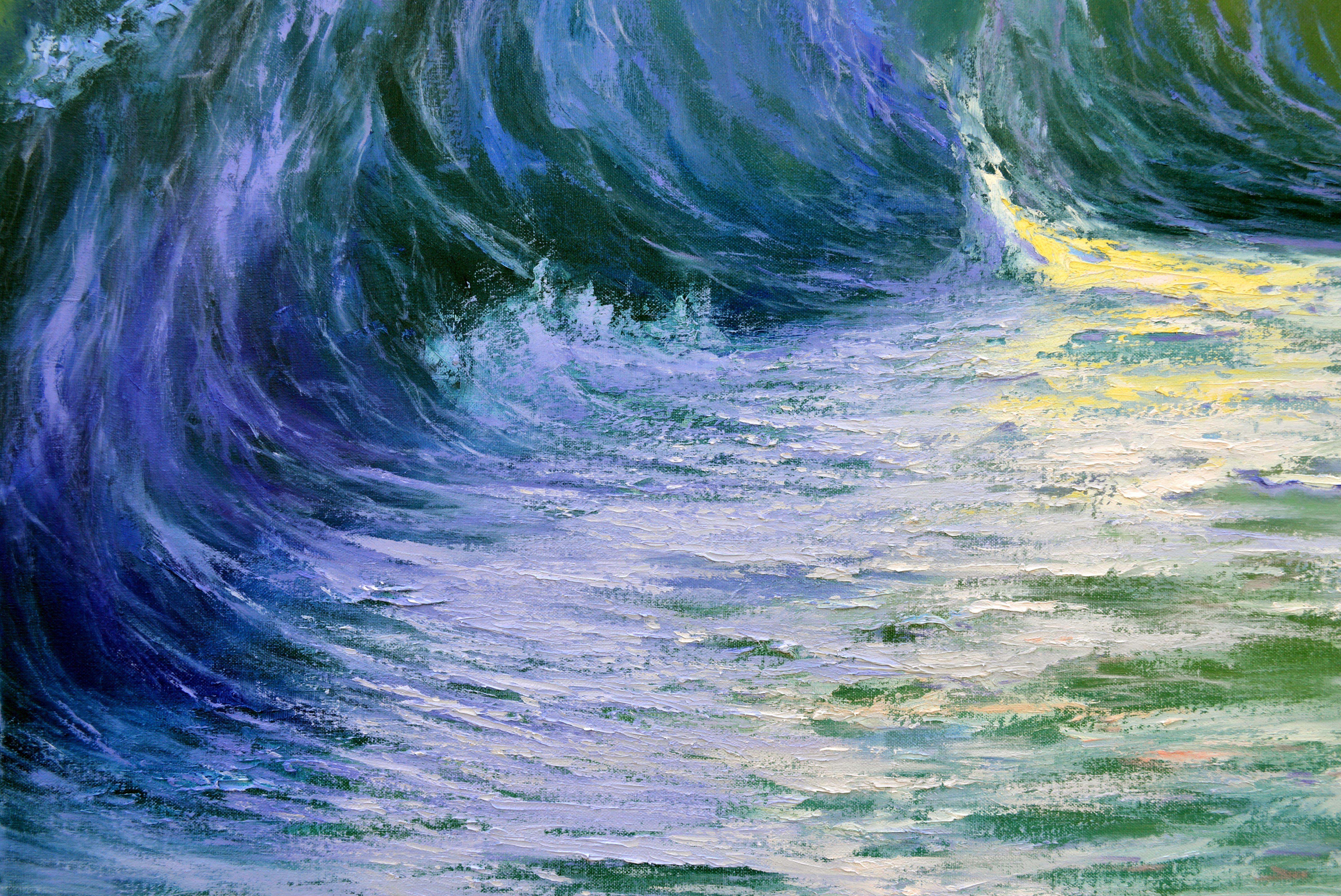 Cascading Waves of the Caribbean 80X100 Öl auf Leinwand im Angebot 7