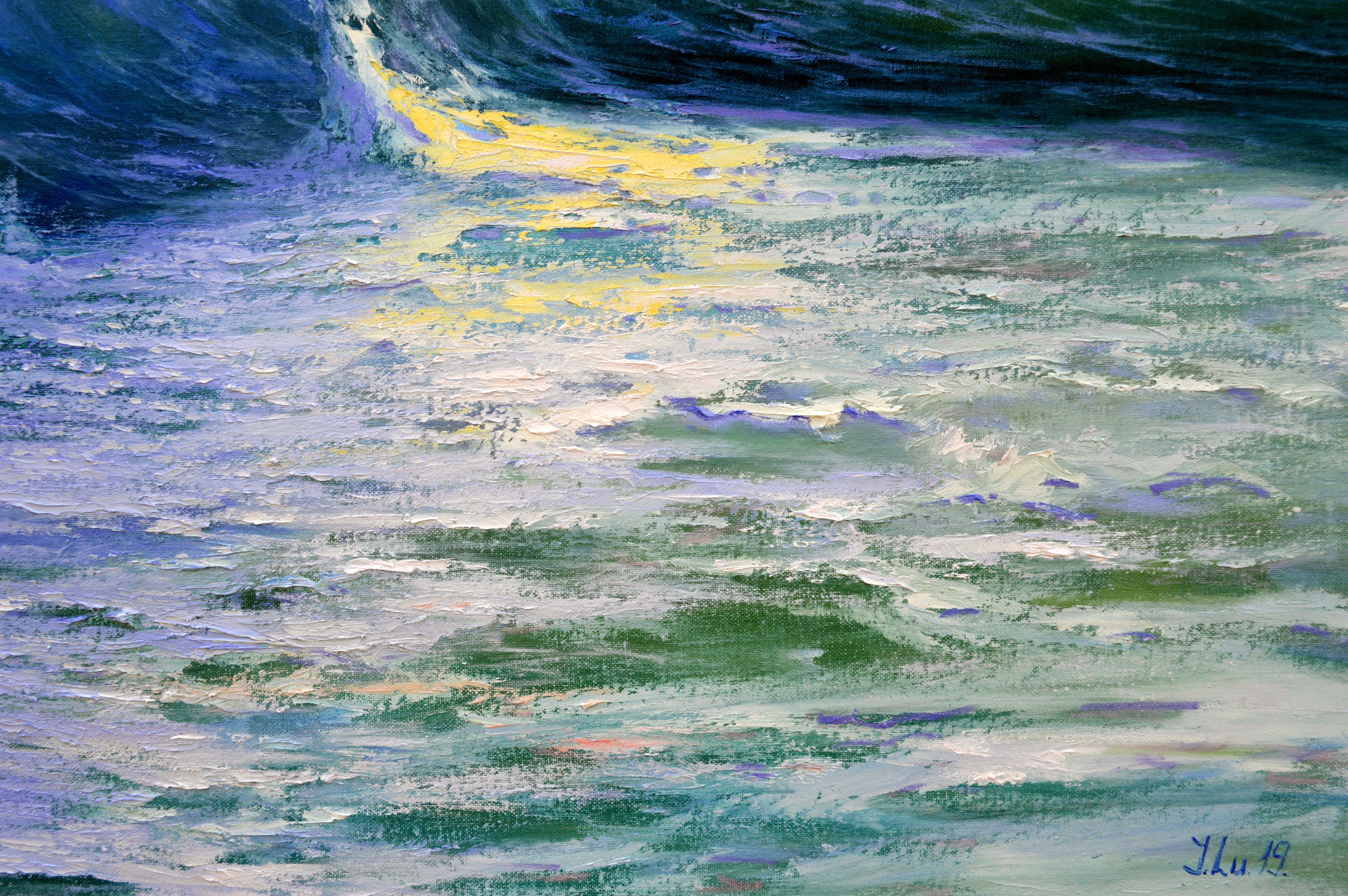 Cascading Waves of the Caribbean 80X100 Öl auf Leinwand im Angebot 8