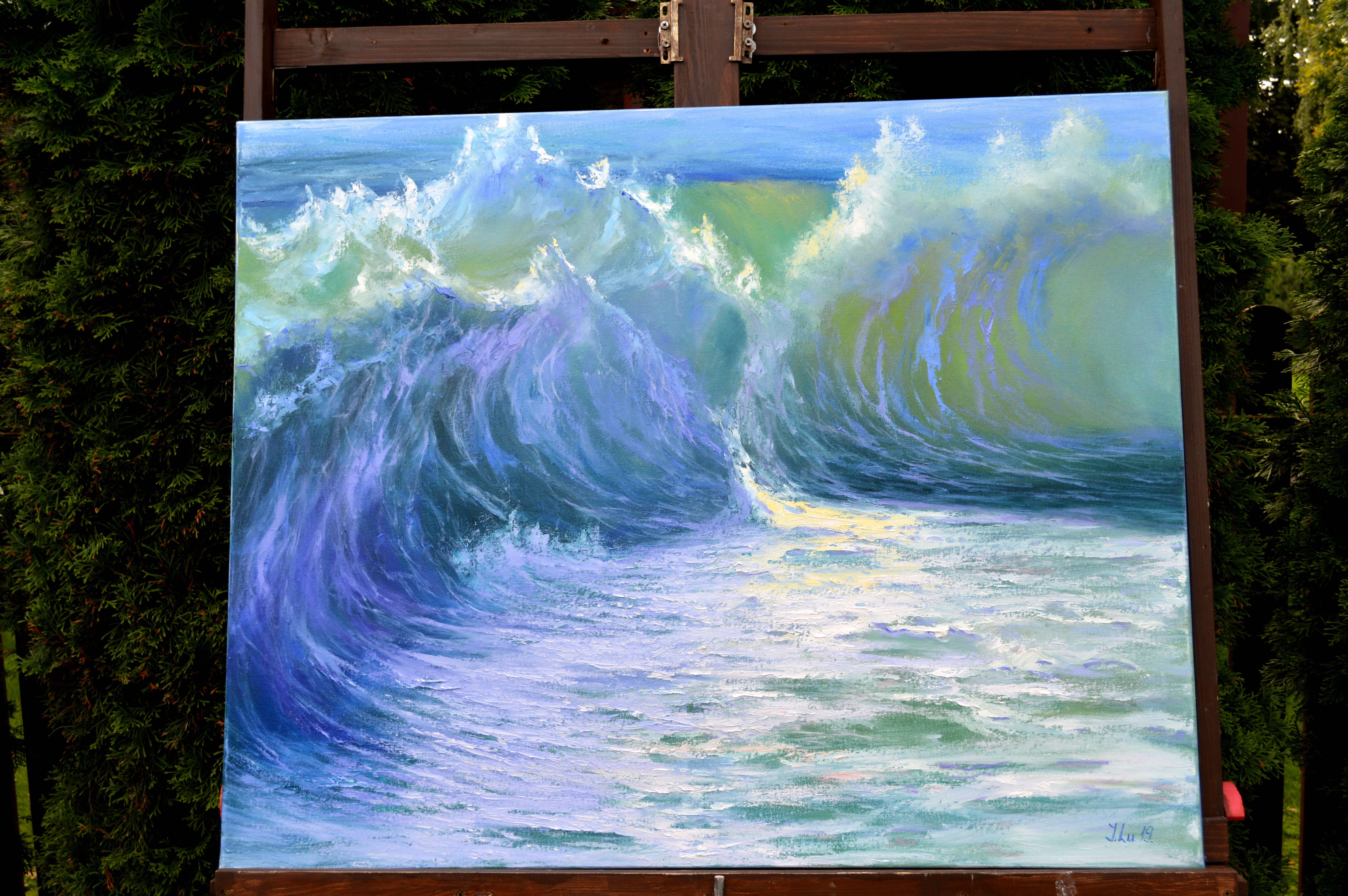 Cascading Waves of the Caribbean 80X100 Öl auf Leinwand im Angebot 15