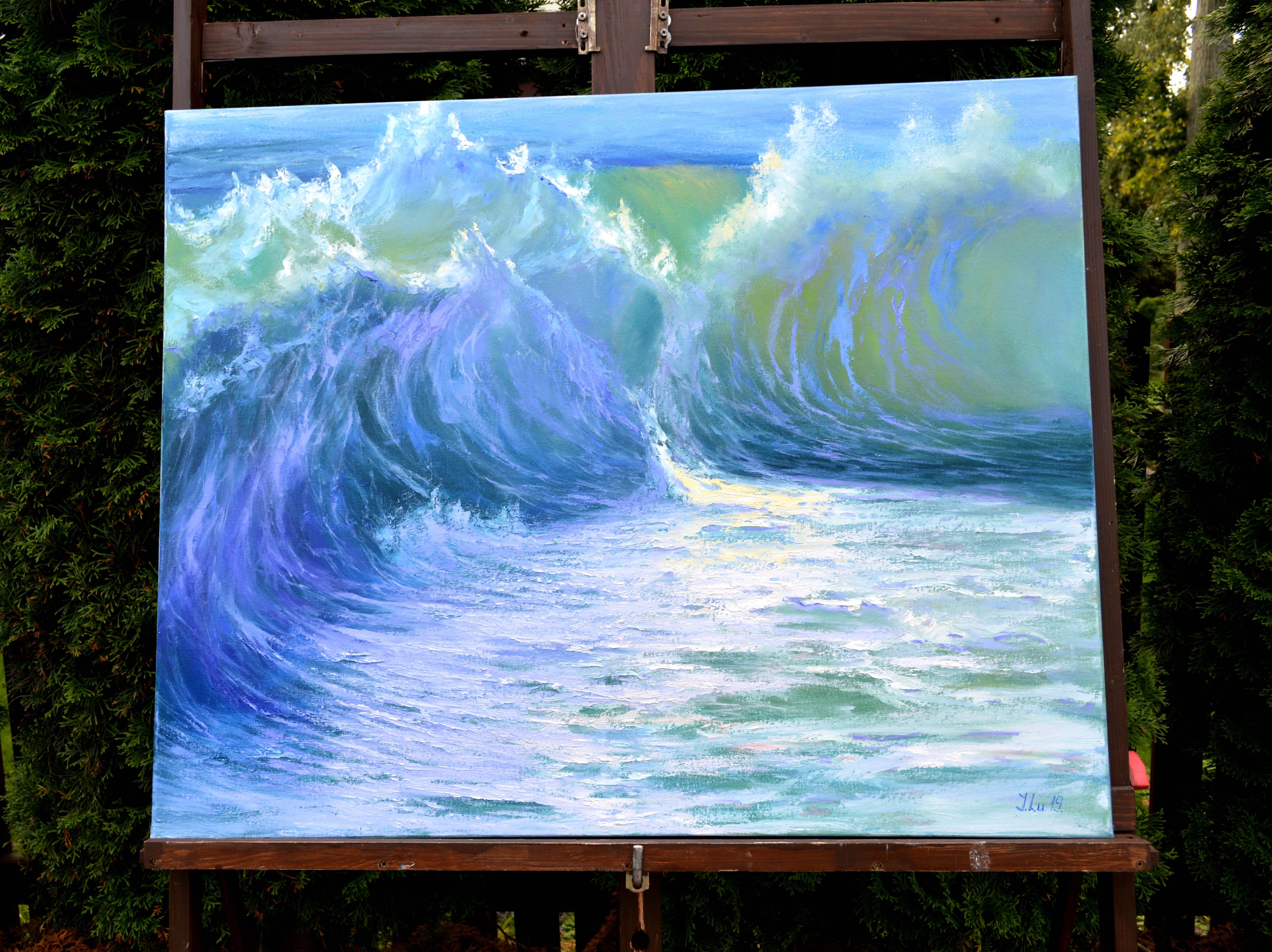  Cascading Waves of the Caribbean 80X100 oil on canvas For Sale 1