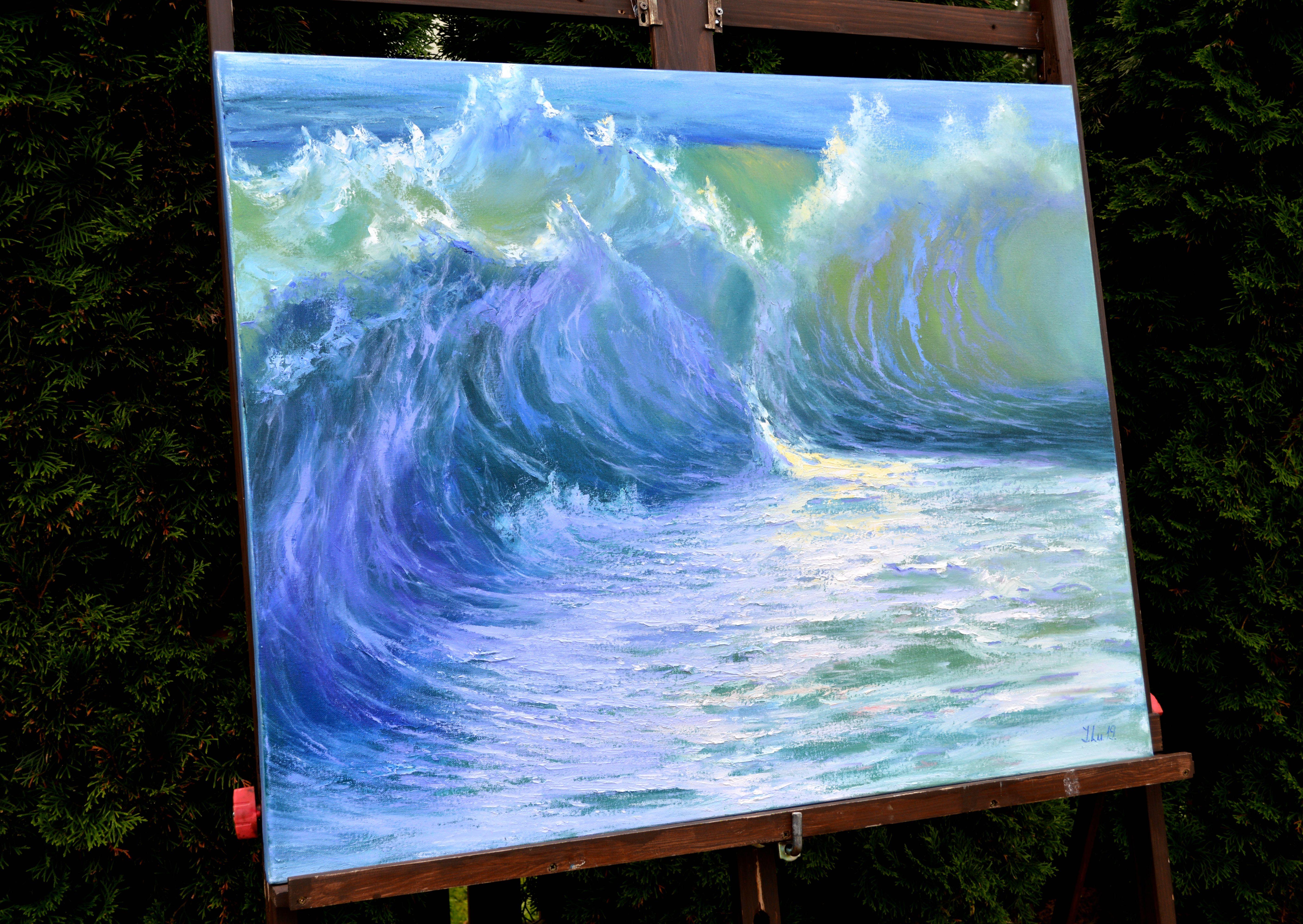 Cascading Waves of the Caribbean 80X100 Öl auf Leinwand im Angebot 2