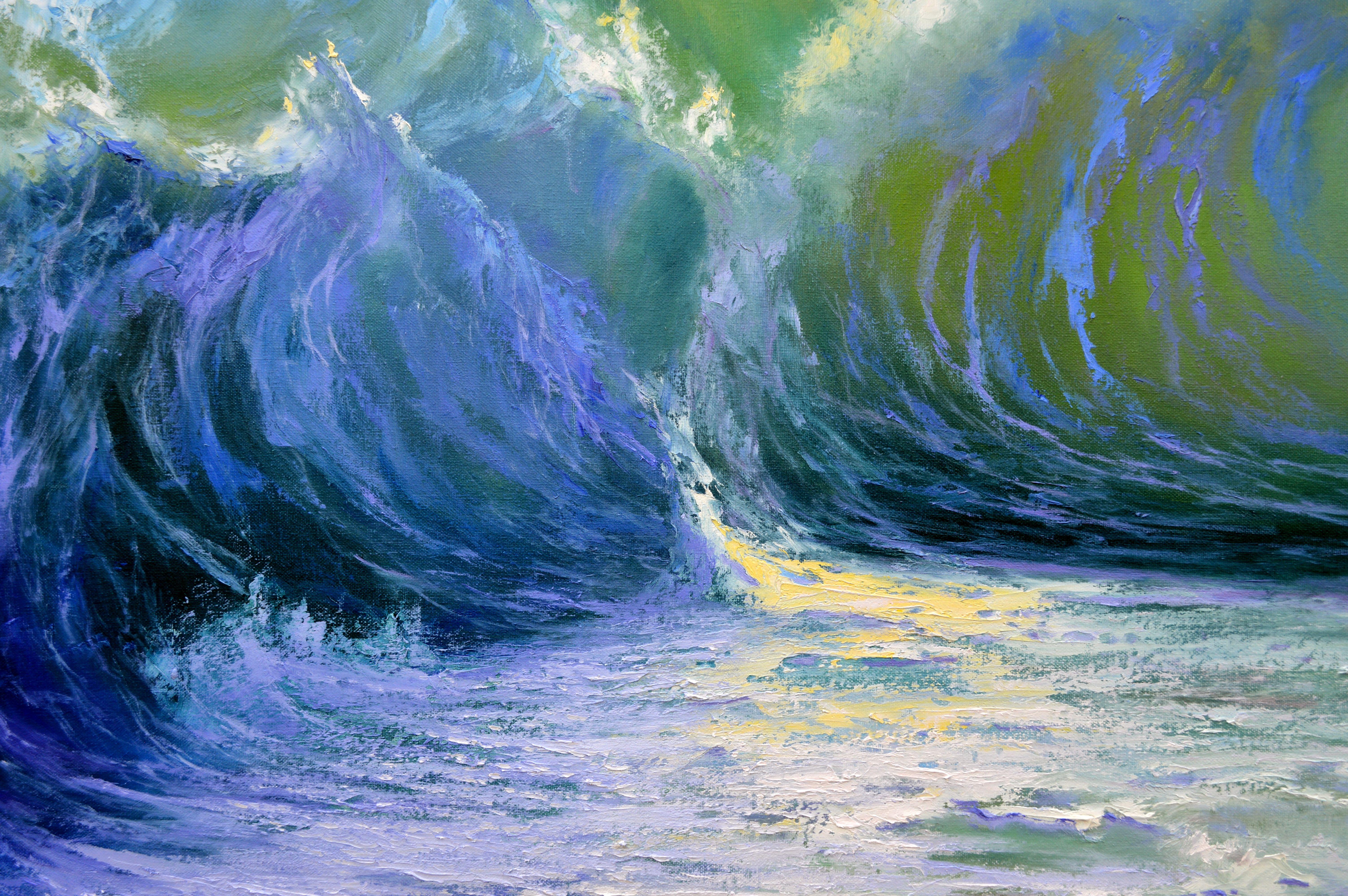 Cascading Waves of the Caribbean 80X100 Öl auf Leinwand im Angebot 4