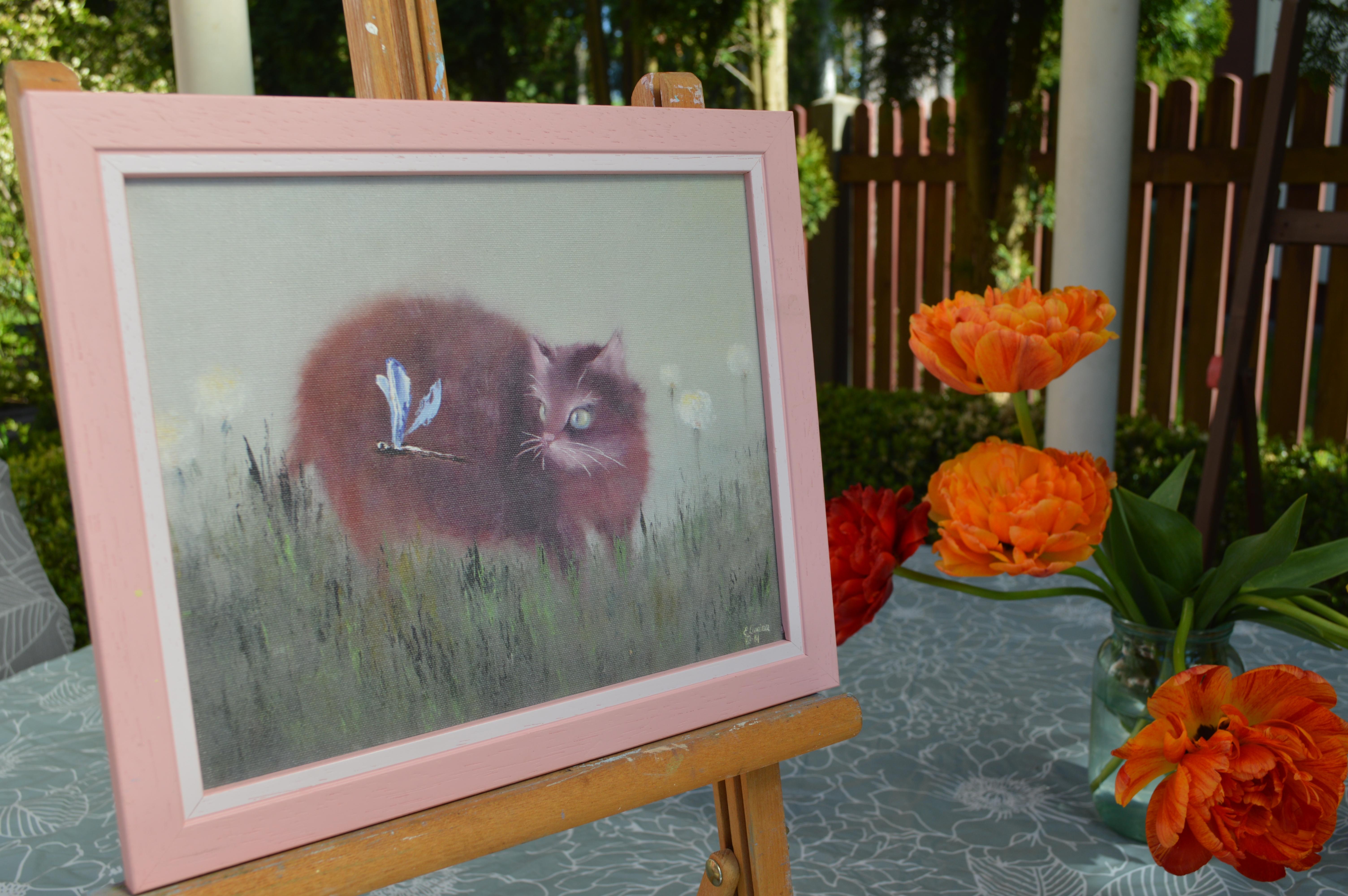 Gatto e libellula - Interior Painting Grigio di Elena Lukina