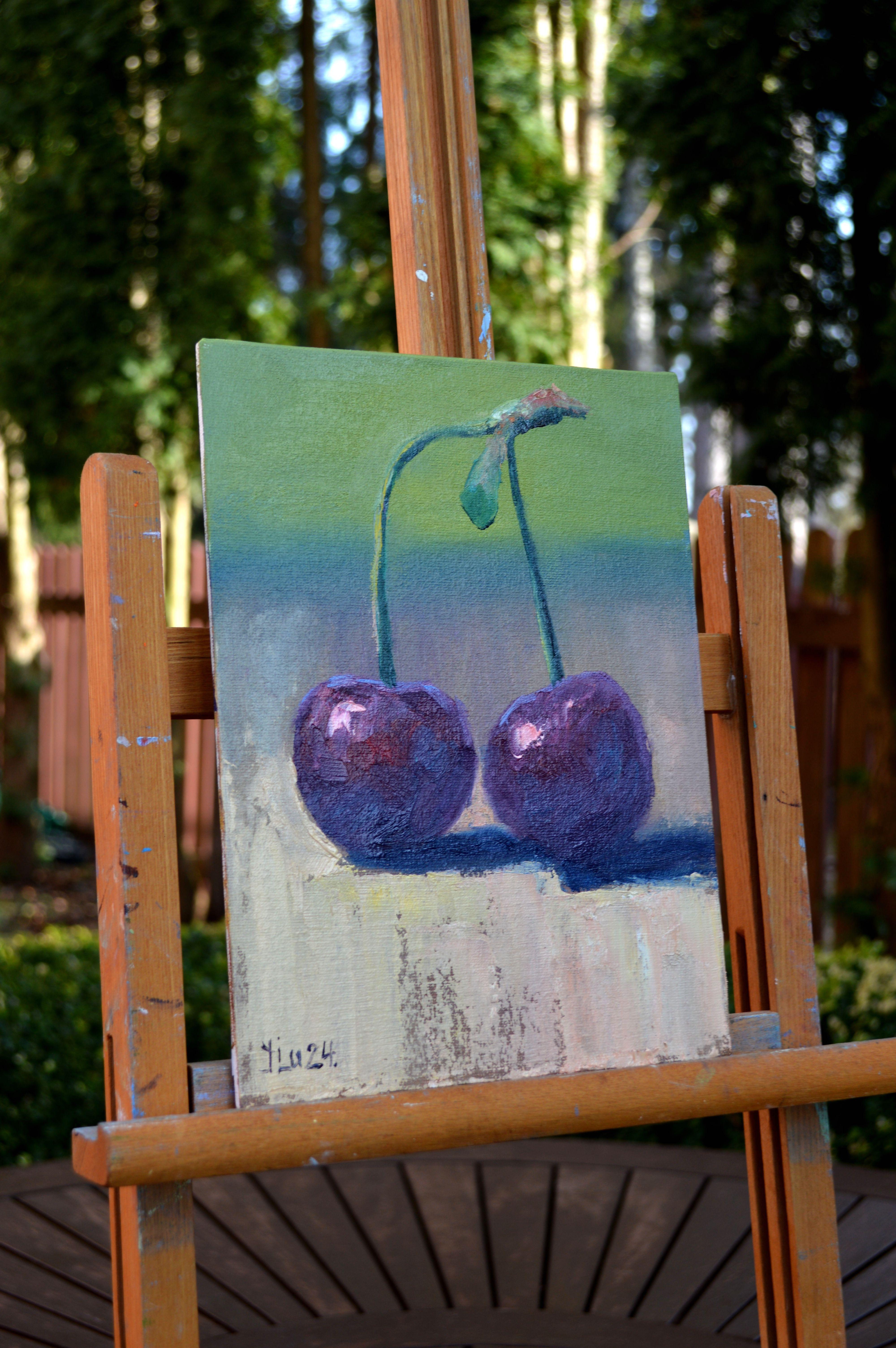 Cherries - Expressionist Painting by Elena Lukina