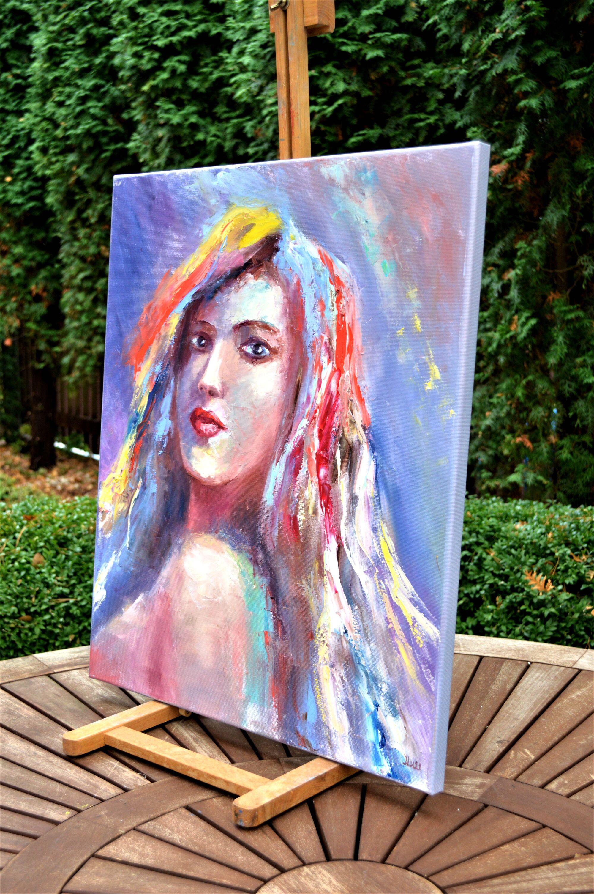 Colorful woman portrait For Sale 1