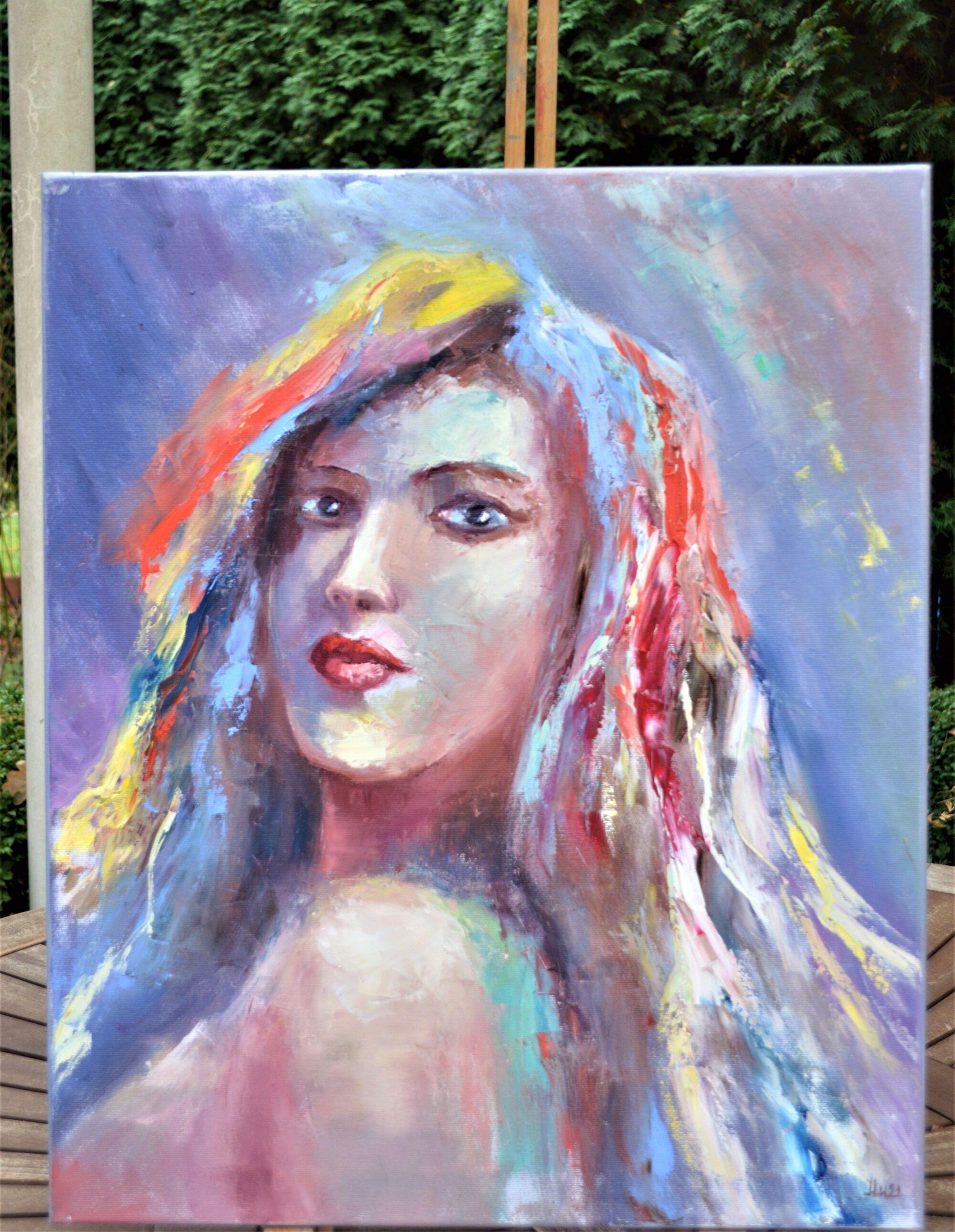 Colorful woman portrait For Sale 2