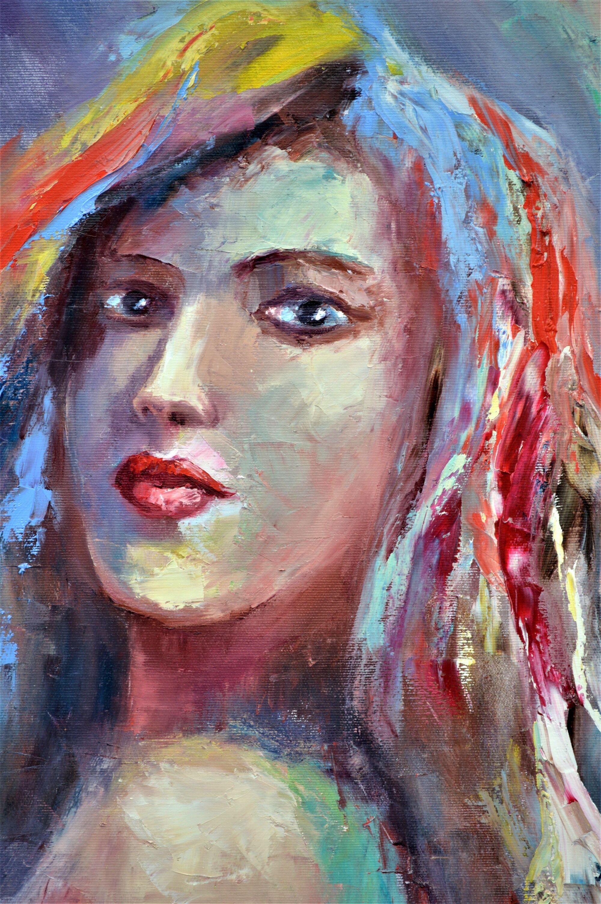Colorful woman portrait For Sale 3