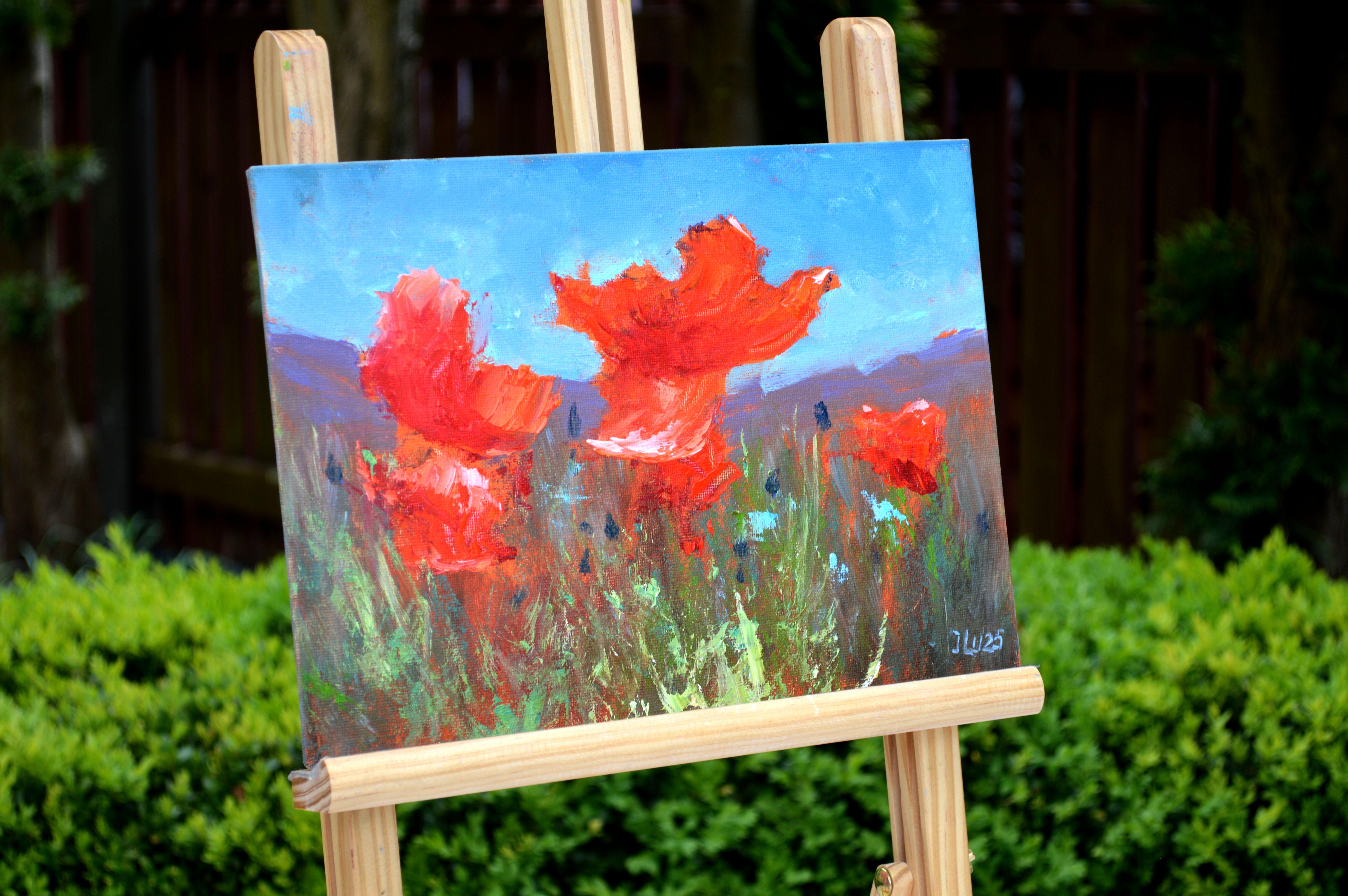 Korallenmohn 21Х30 (Braun), Landscape Painting, von Elena Lukina