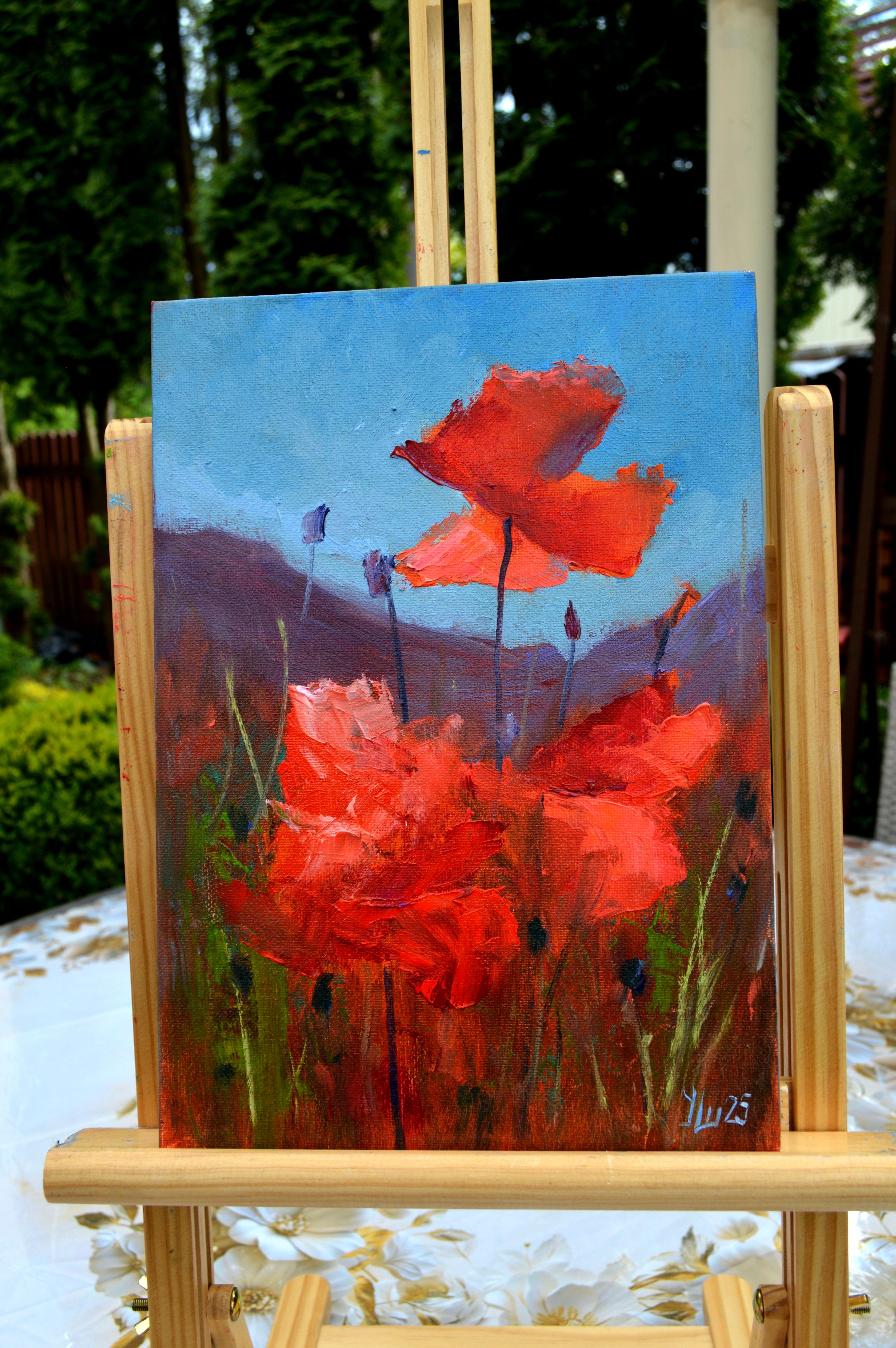 Coquelicots de corail 30Х21 - Painting de Elena Lukina