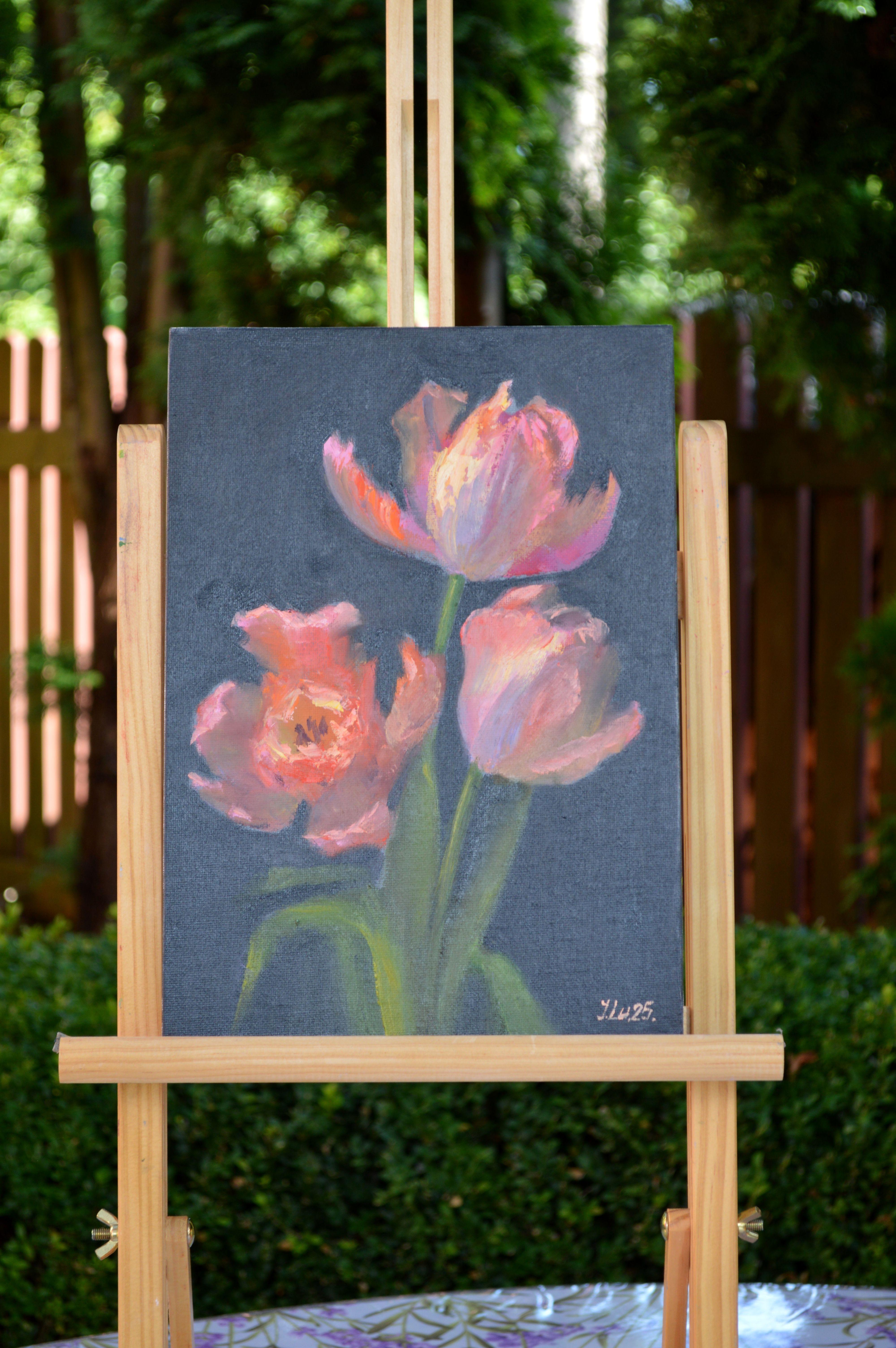 Tulipanes de coral 2 - Painting de Elena Lukina