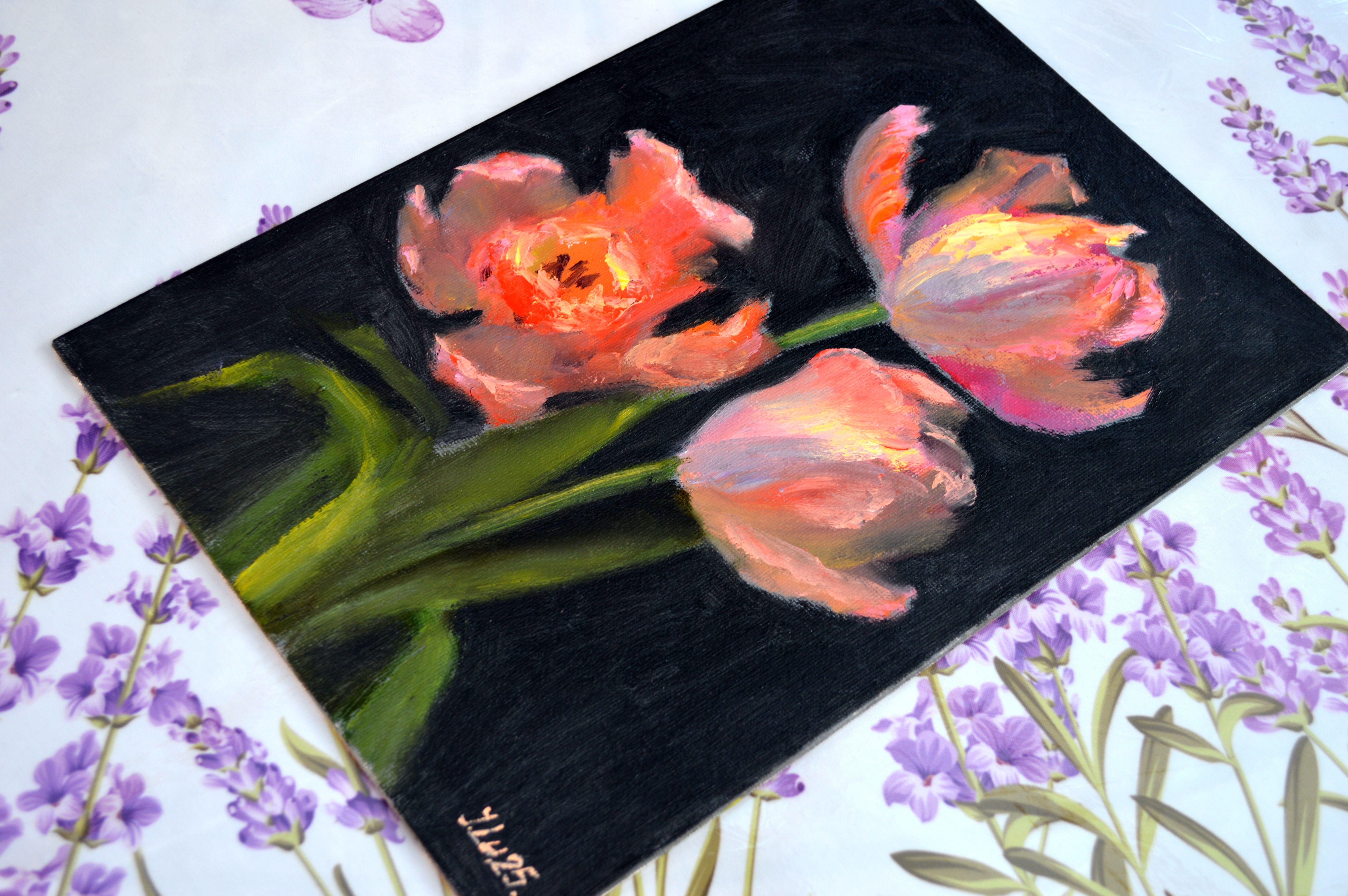 Tulipanes de coral 2 - Painting Expresionista de Elena Lukina