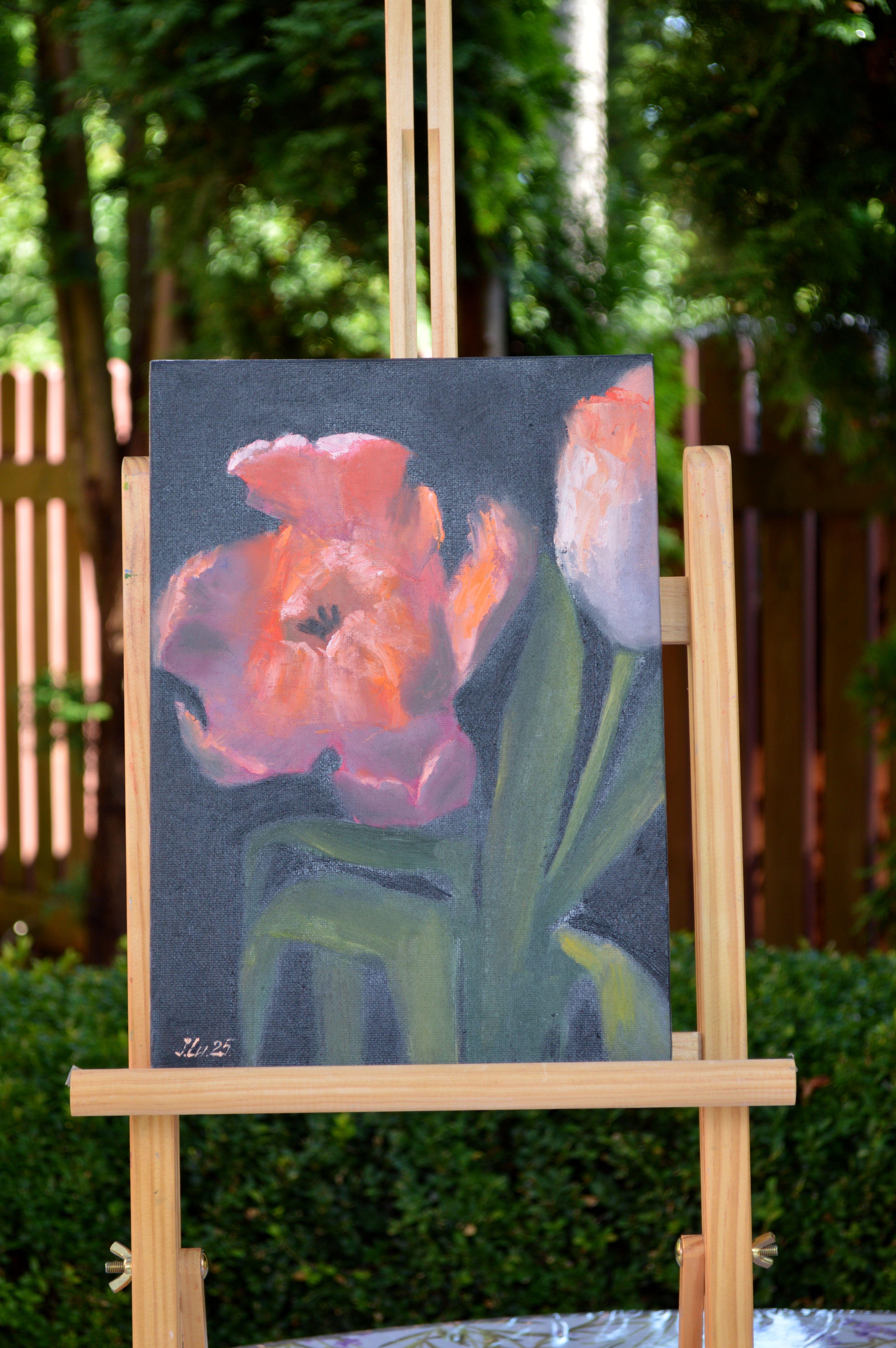 Tulipanes de coral 3 - Painting de Elena Lukina