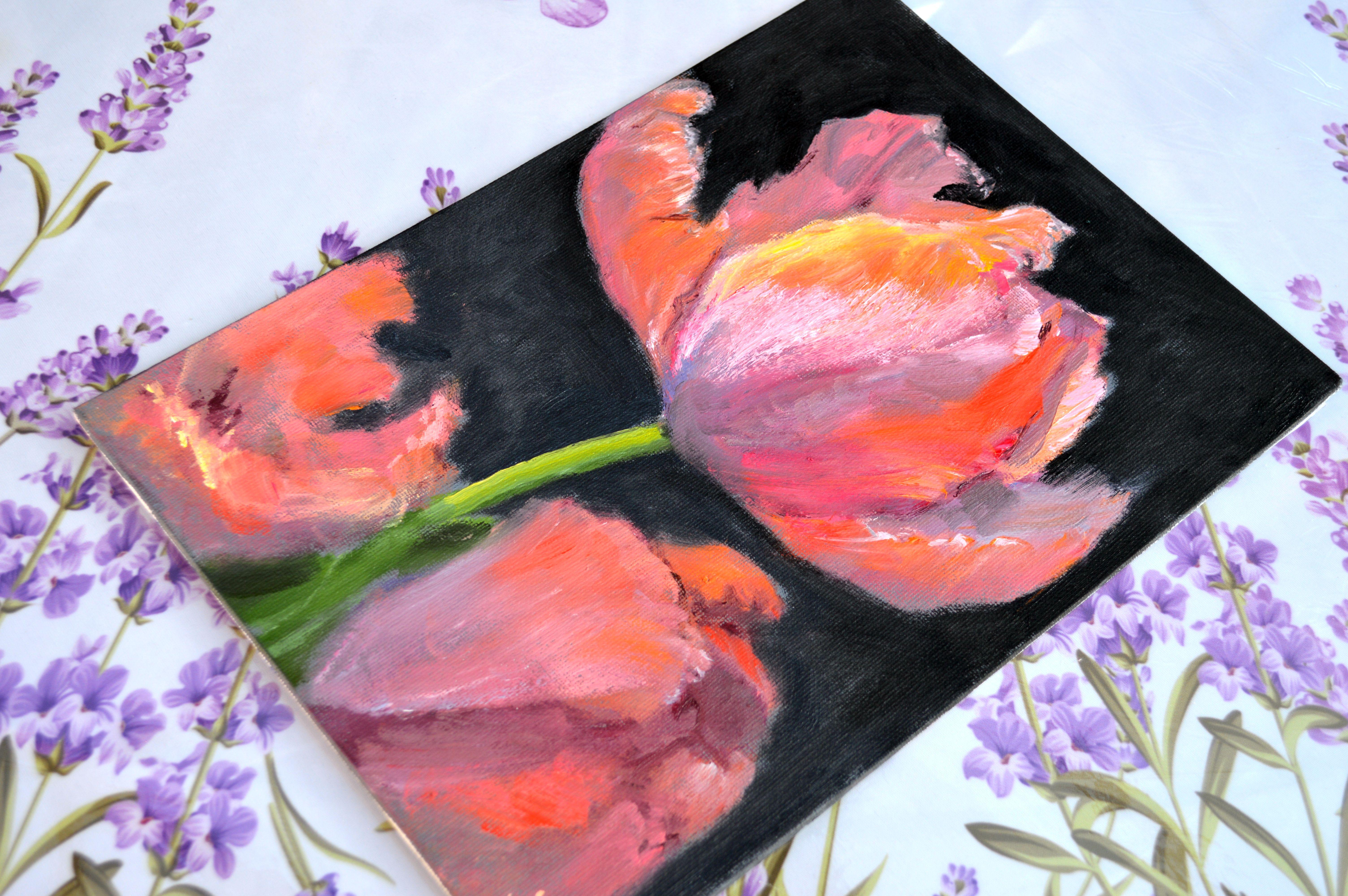Tulipanes de coral 3 - Painting Expresionista de Elena Lukina