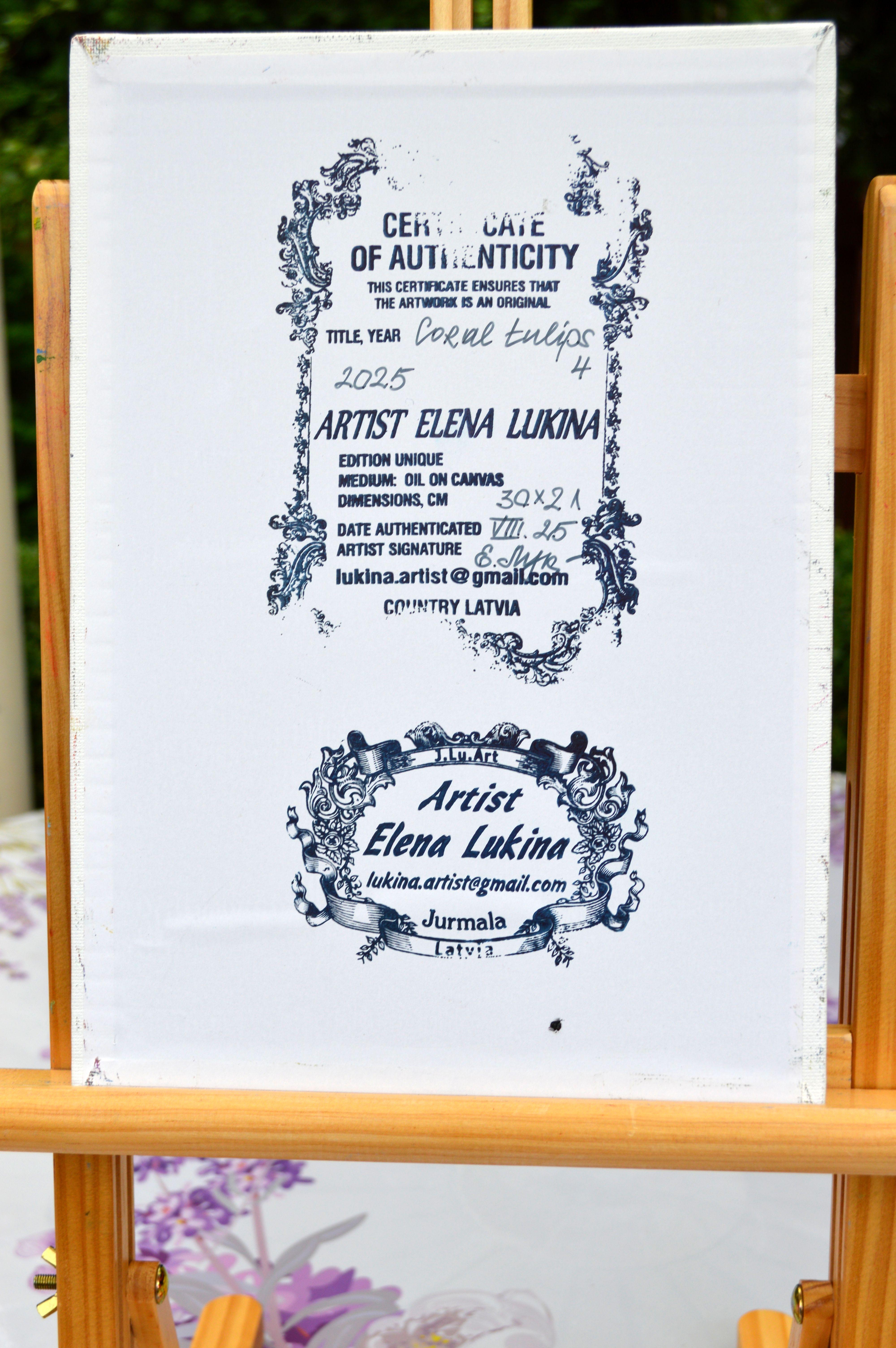 Korallen Tulpen Triptychon im Angebot 13
