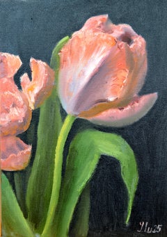 Coral Tulips Triptych