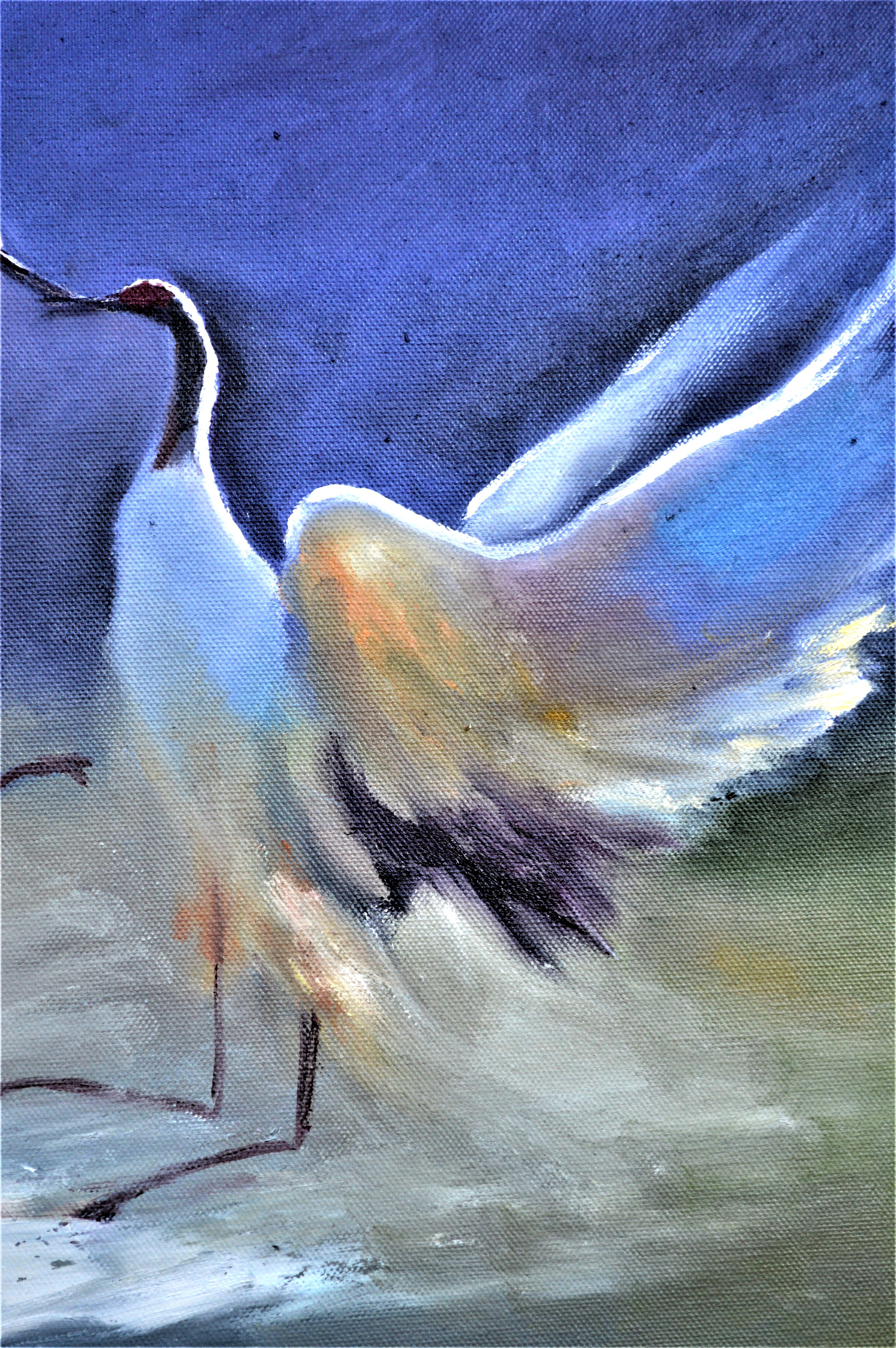 Crane kiss 40X80 oil painting For Sale 8