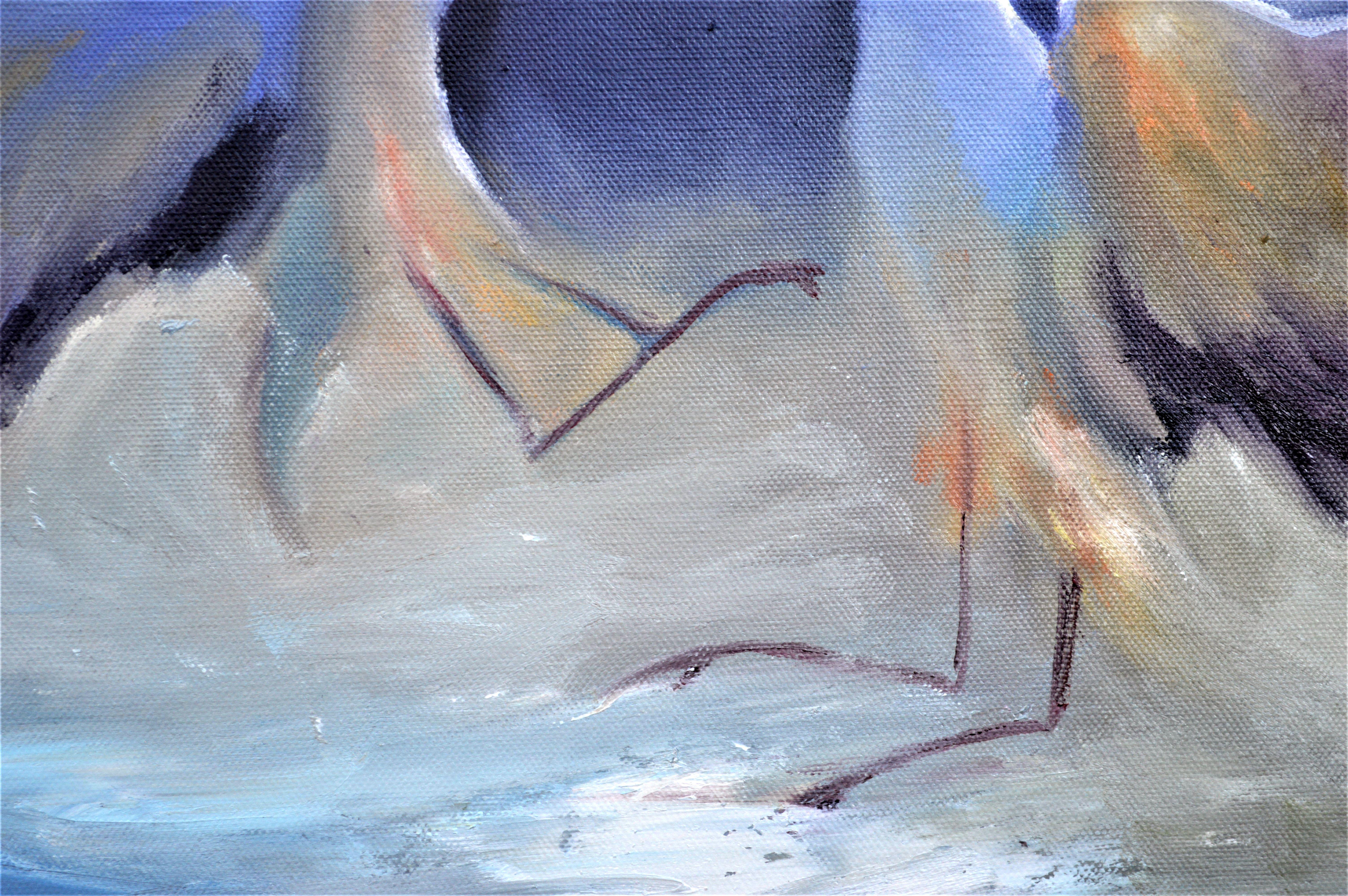 Peinture à l'huile Crane s'embrassant 40X80 en vente 12