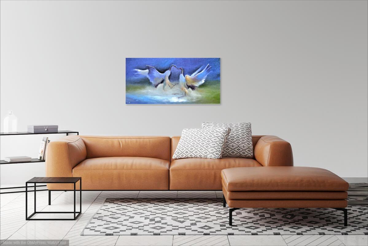 Peinture à l'huile Crane s'embrassant 40X80 en vente 14