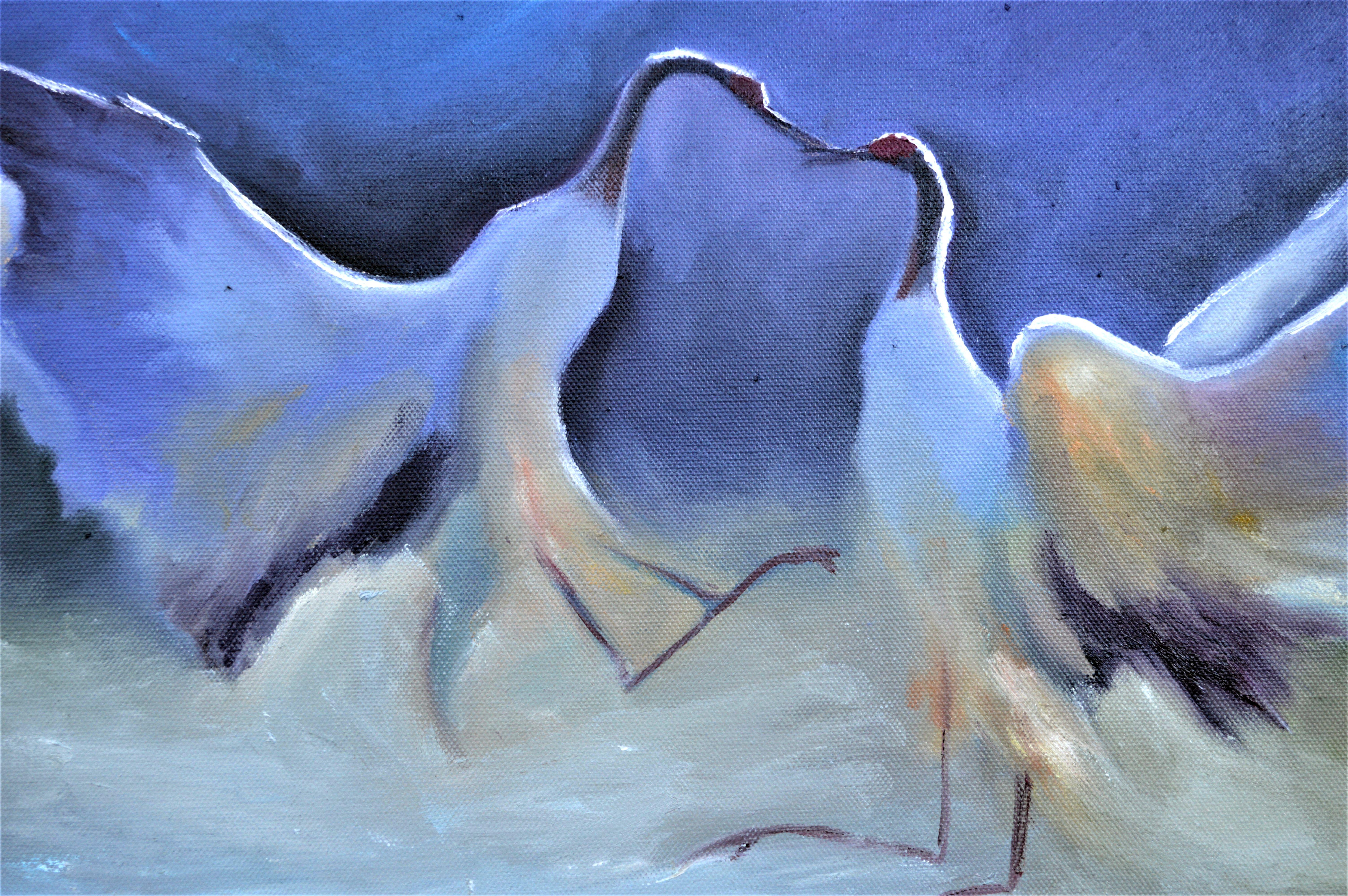 Crane kiss 40X80 oil painting For Sale 3