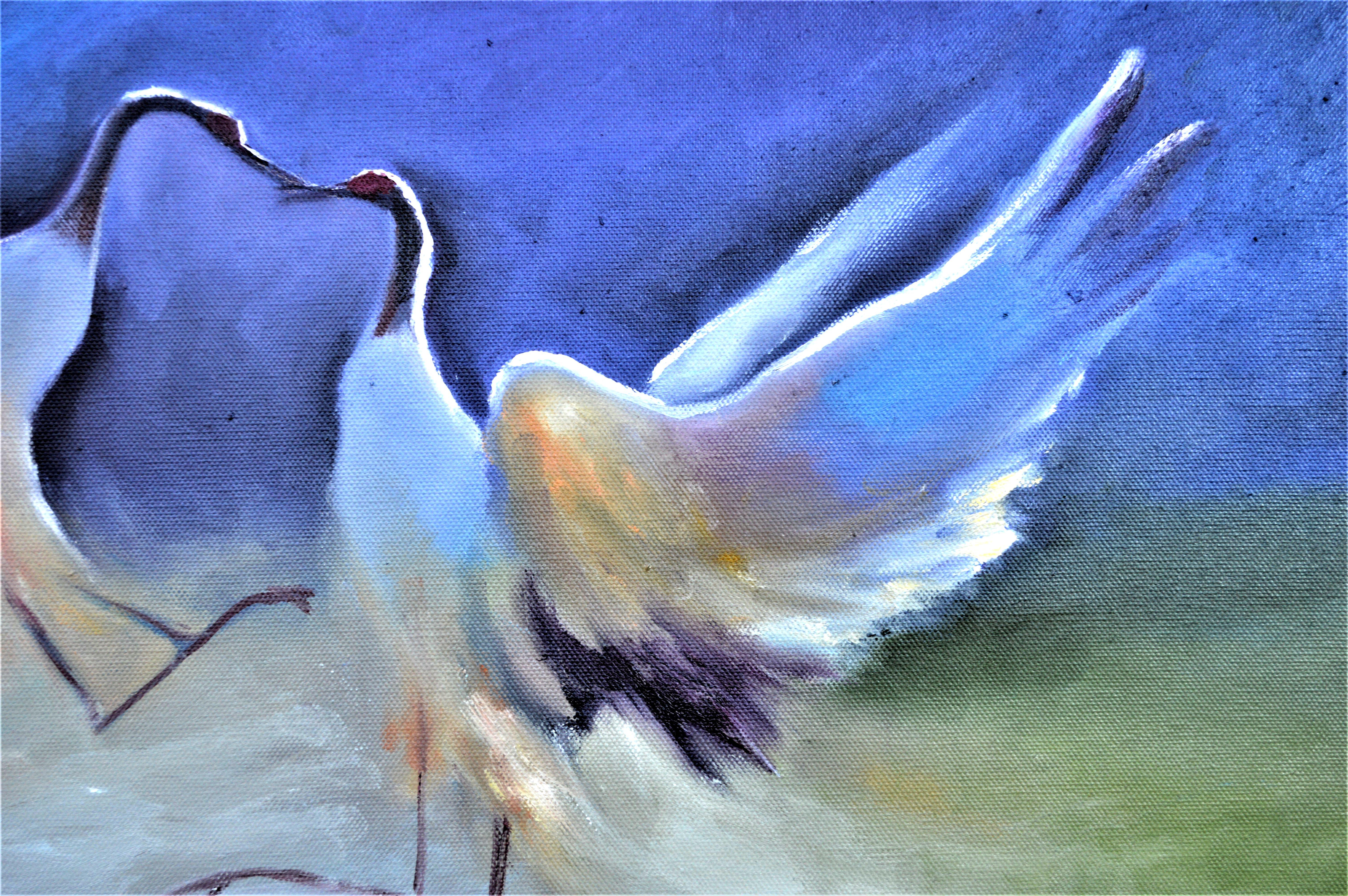 Crane kiss 40X80 oil painting For Sale 4