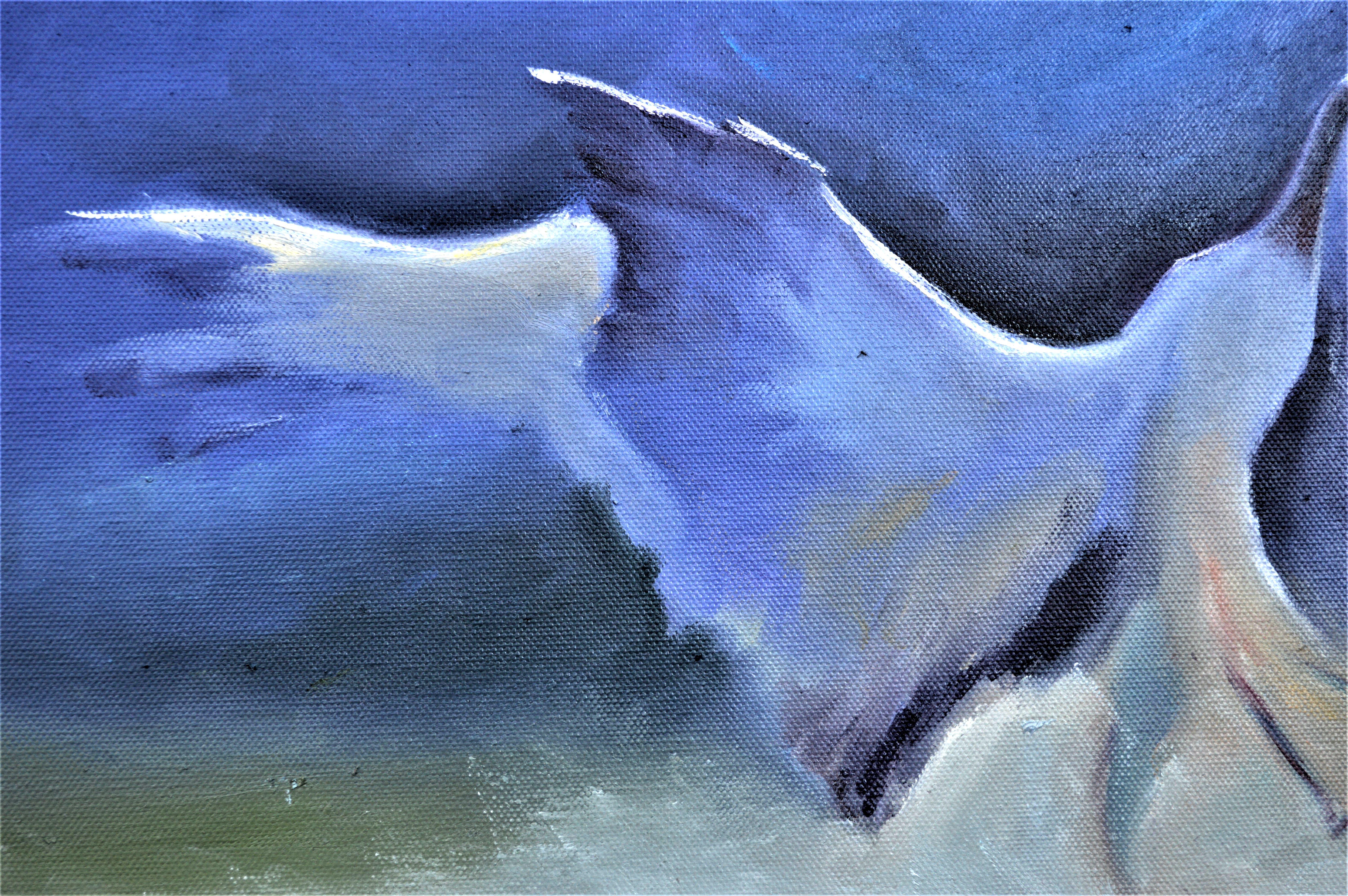 Peinture à l'huile Crane s'embrassant 40X80 en vente 4
