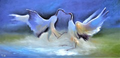 Crane kiss 40X80 oil painting