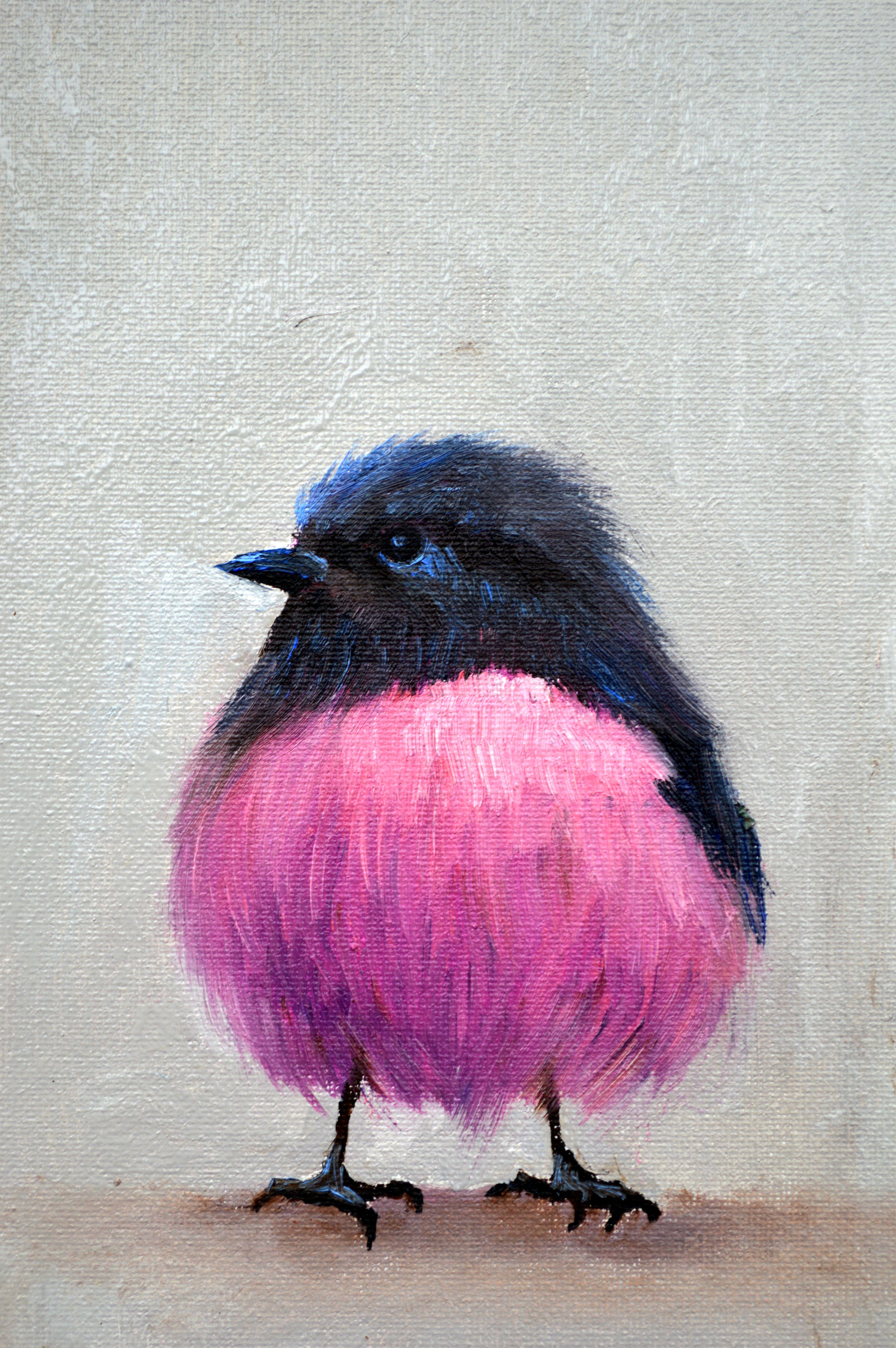 Crimson-gebreiteten Petroica, australische Bullfinch. (Expressionismus), Painting, von Elena Lukina