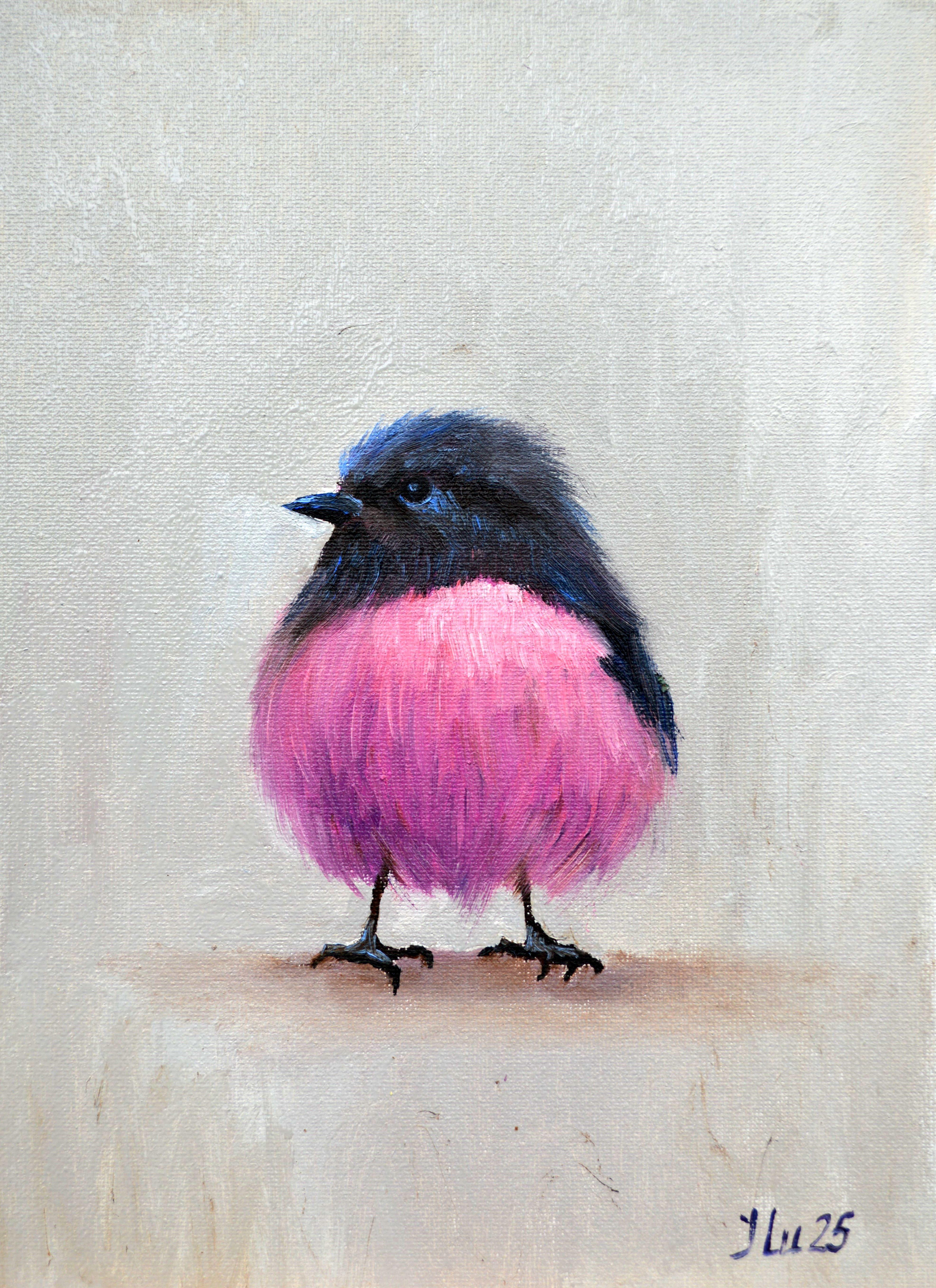 Elena Lukina Figurative Painting – Crimson-gebreiteten Petroica, australische Bullfinch.