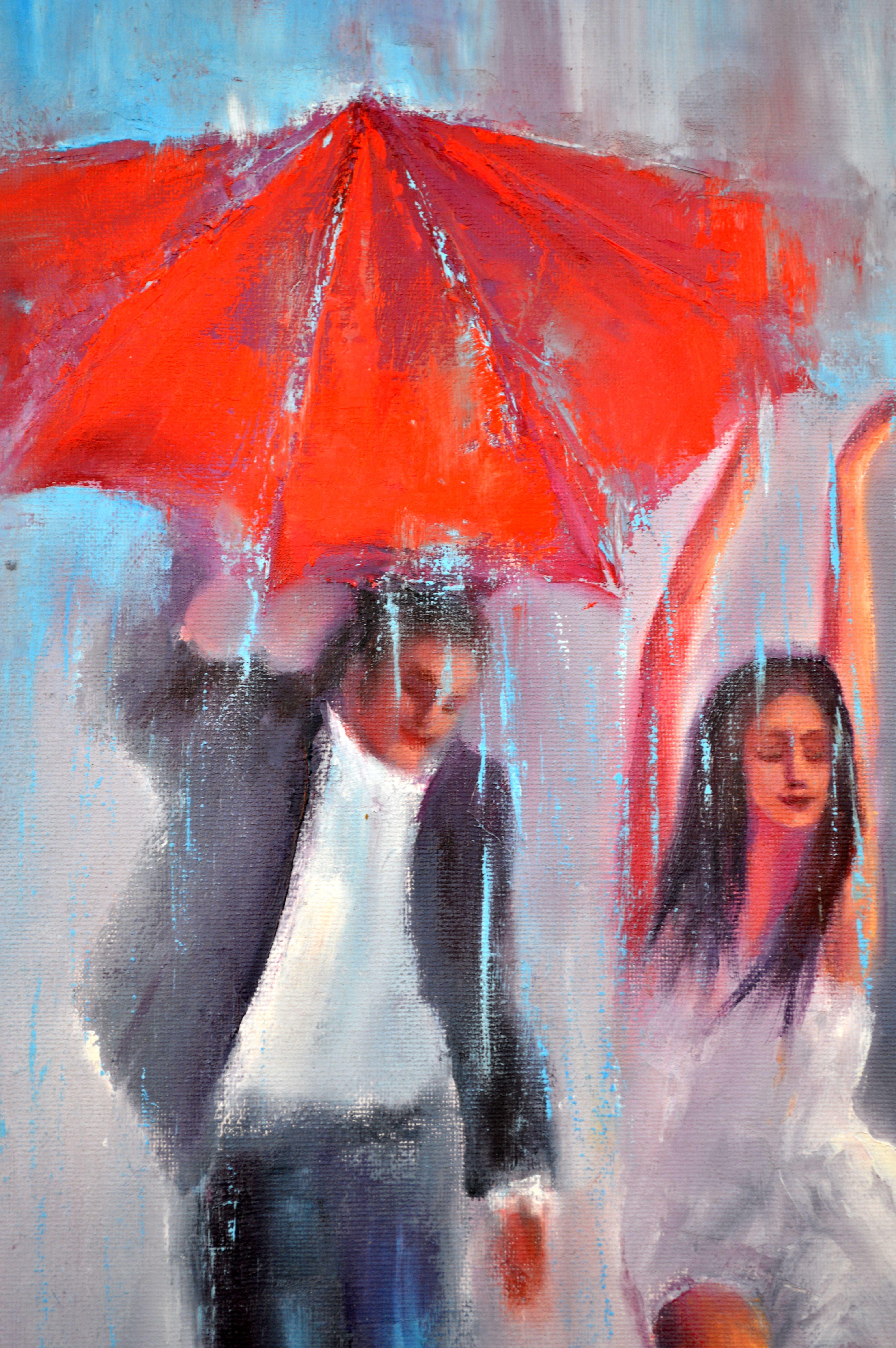 Dancing in the rain 60X30 oil, Valentine’s Day gifts art For Sale 6