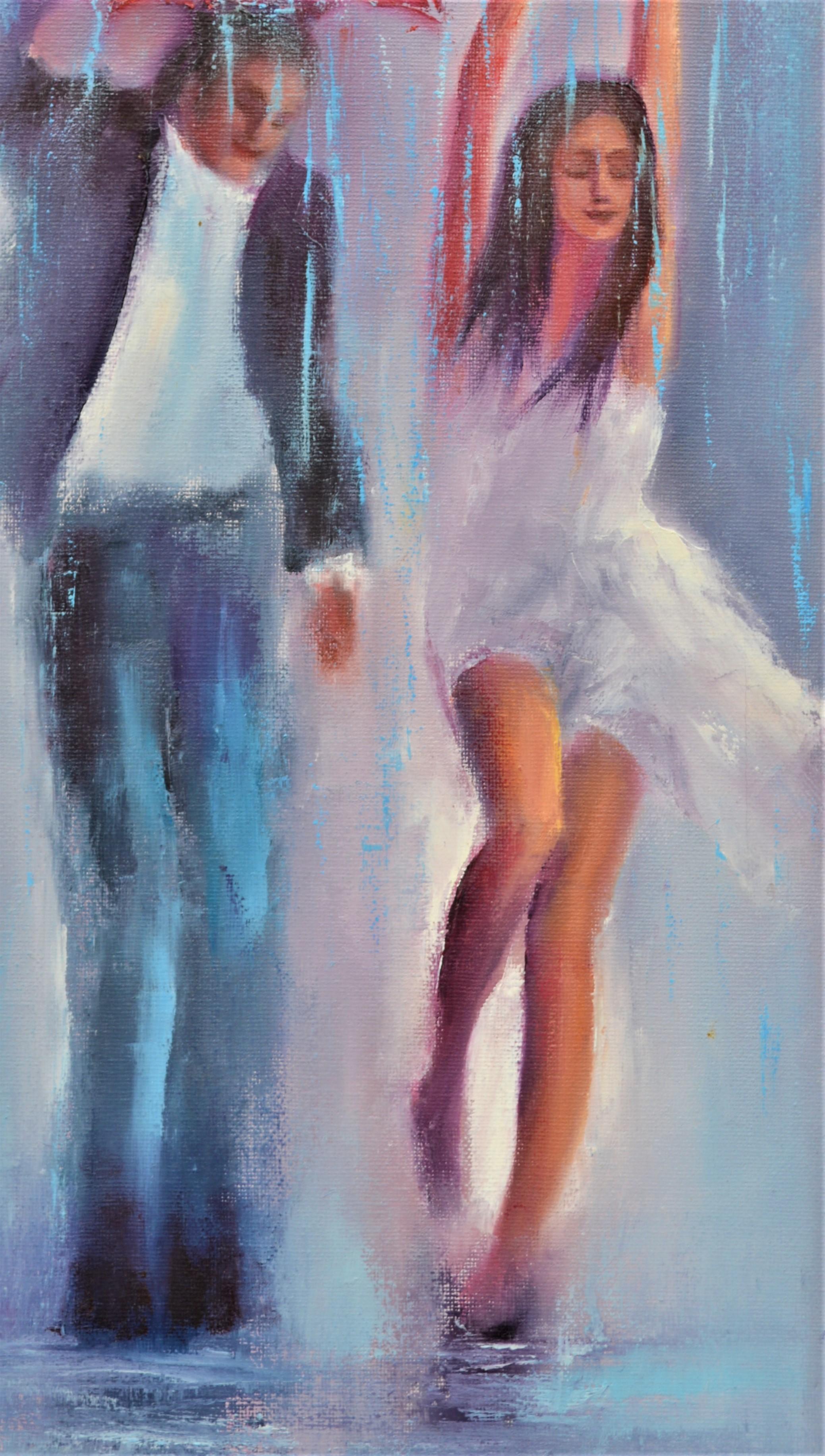 Dancing in the rain 60X30 oil, Valentine’s Day gifts art For Sale 11