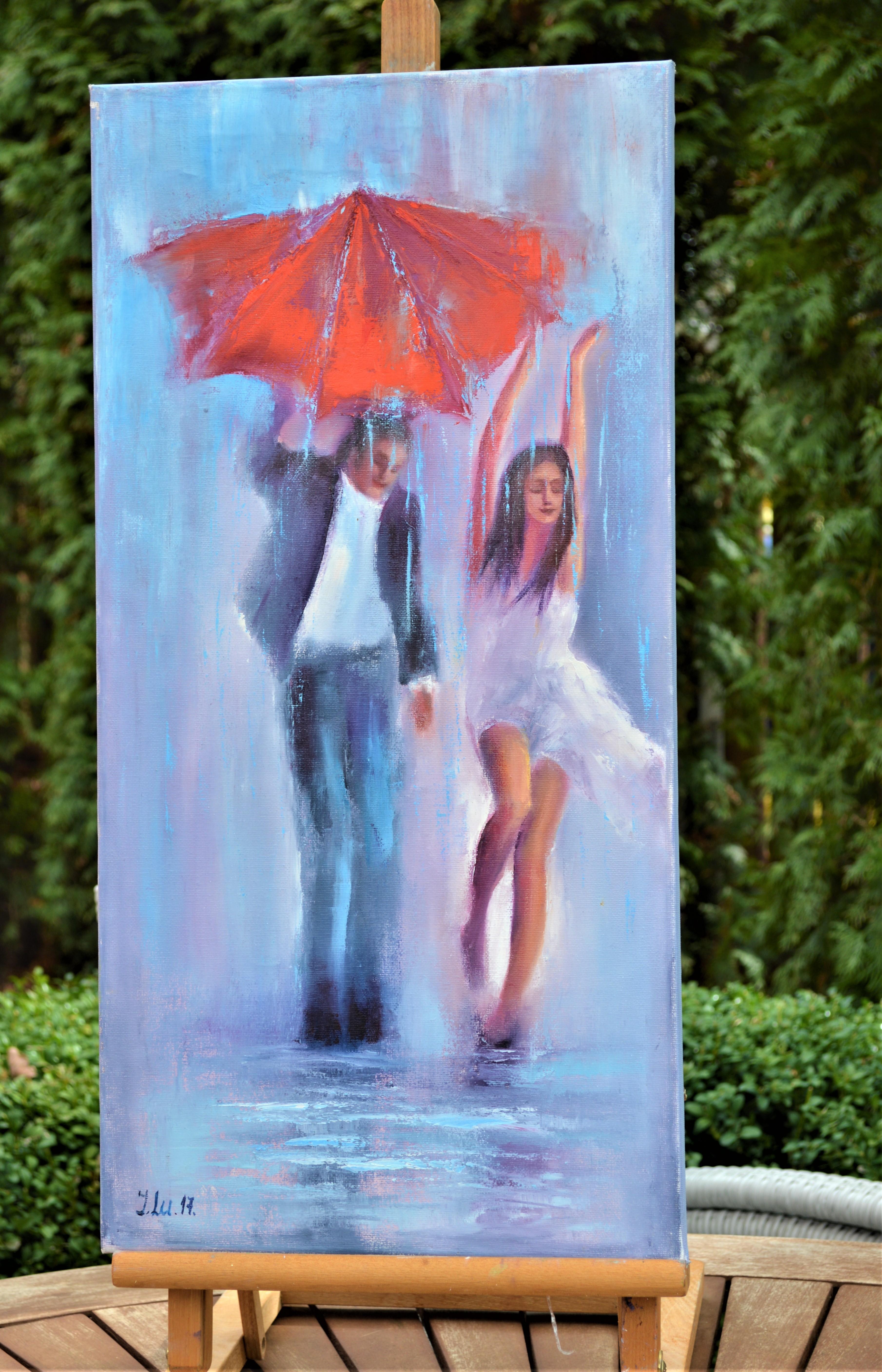 Dancing in the rain 60X30 oil, Valentine’s Day gifts art For Sale 3
