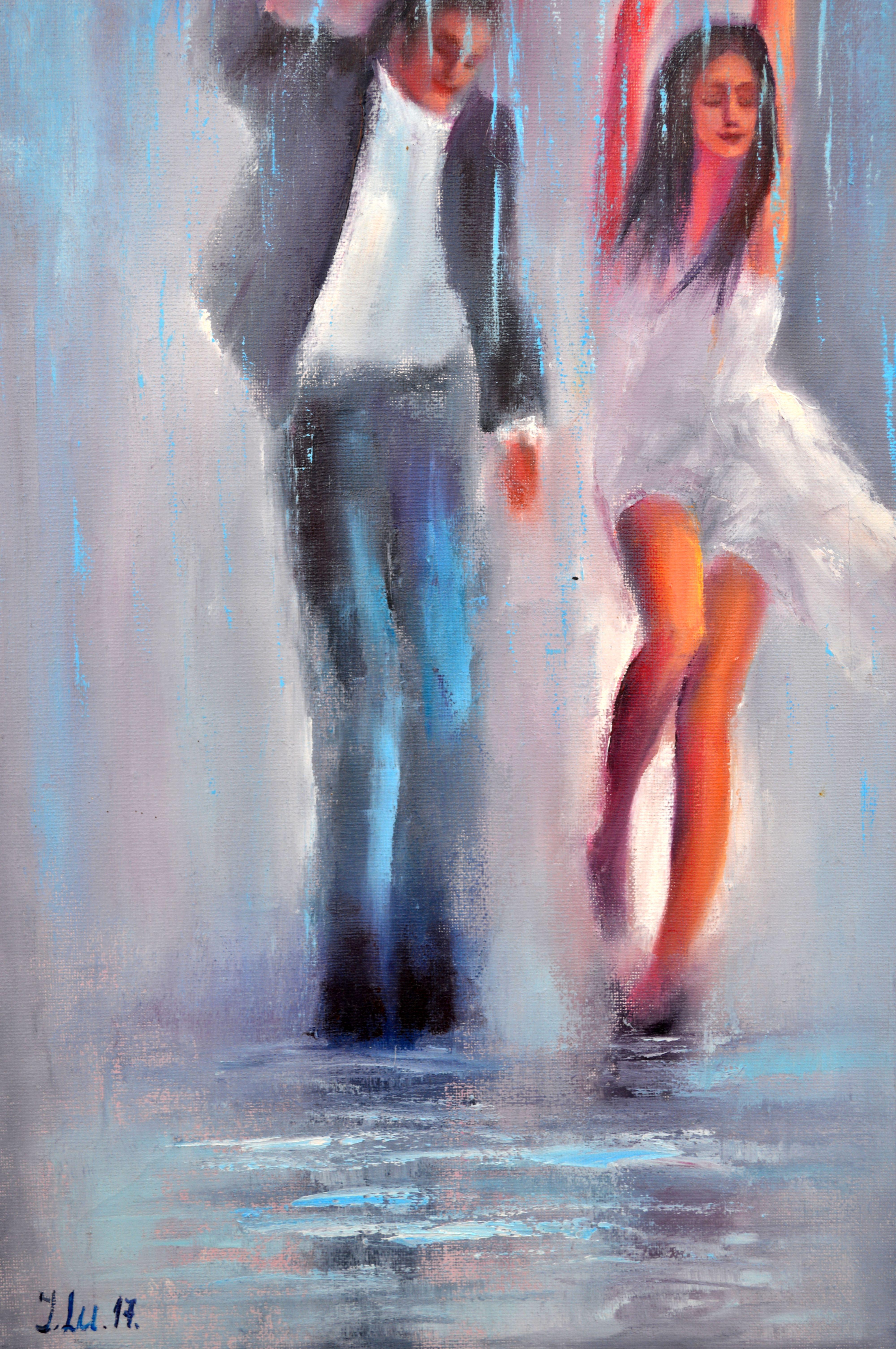 Dancing in the rain 60X30 oil, Valentine’s Day gifts art For Sale 4