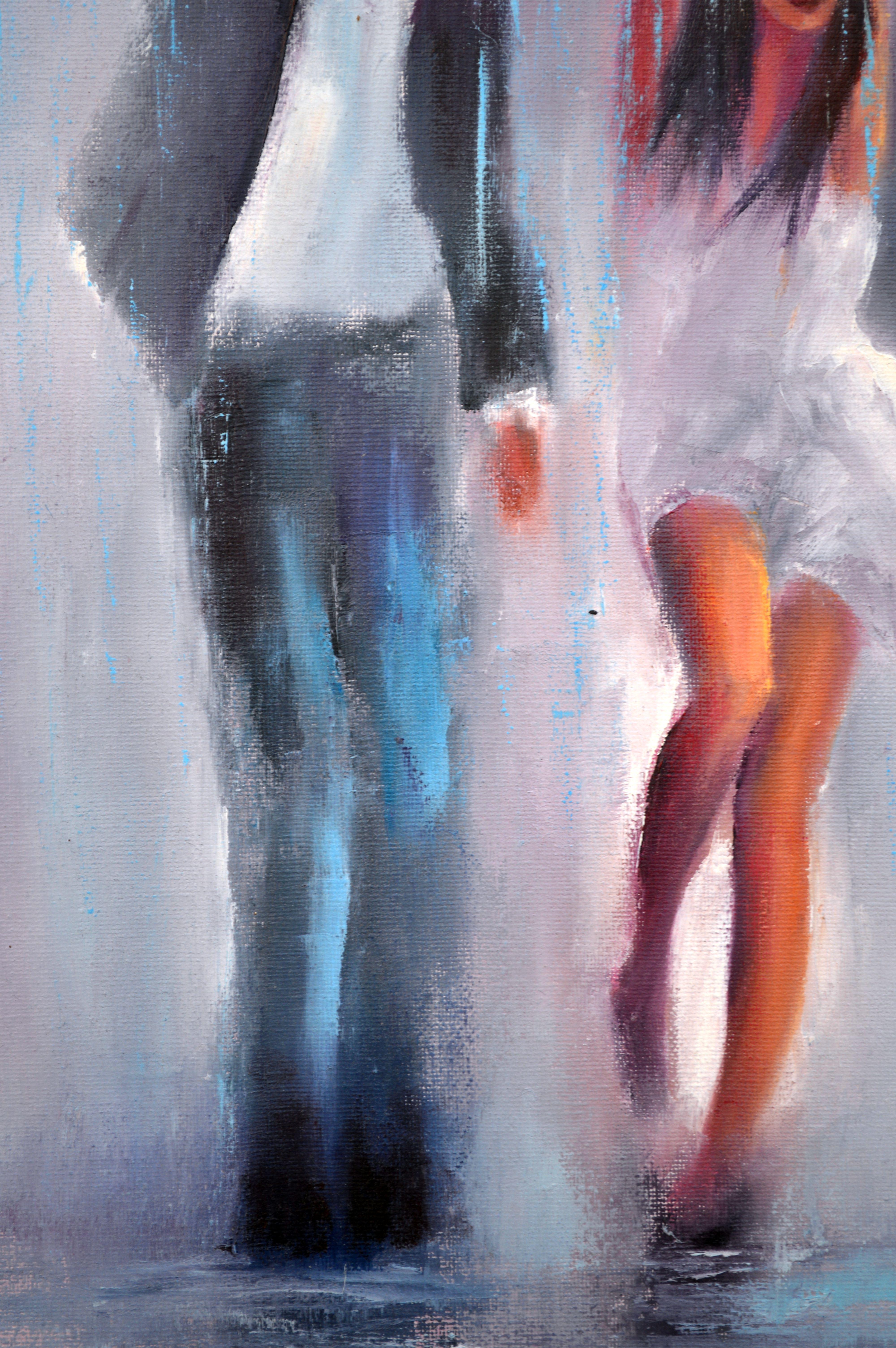 Dancing in the rain 60X30 oil, Valentine’s Day gifts art For Sale 5