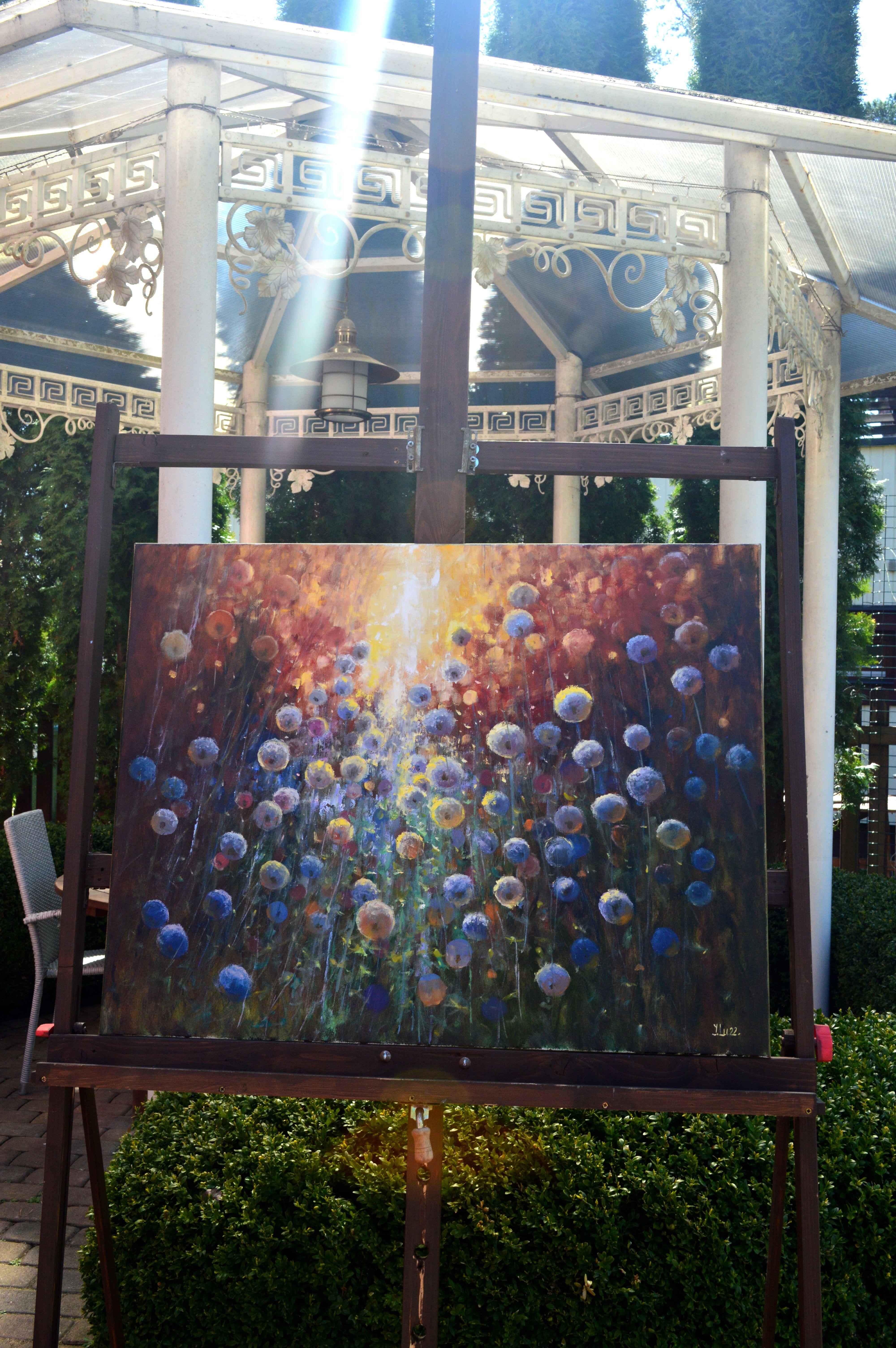 Dandelions bei Sonnenaufgang 70X90 (Expressionismus), Painting, von Elena Lukina