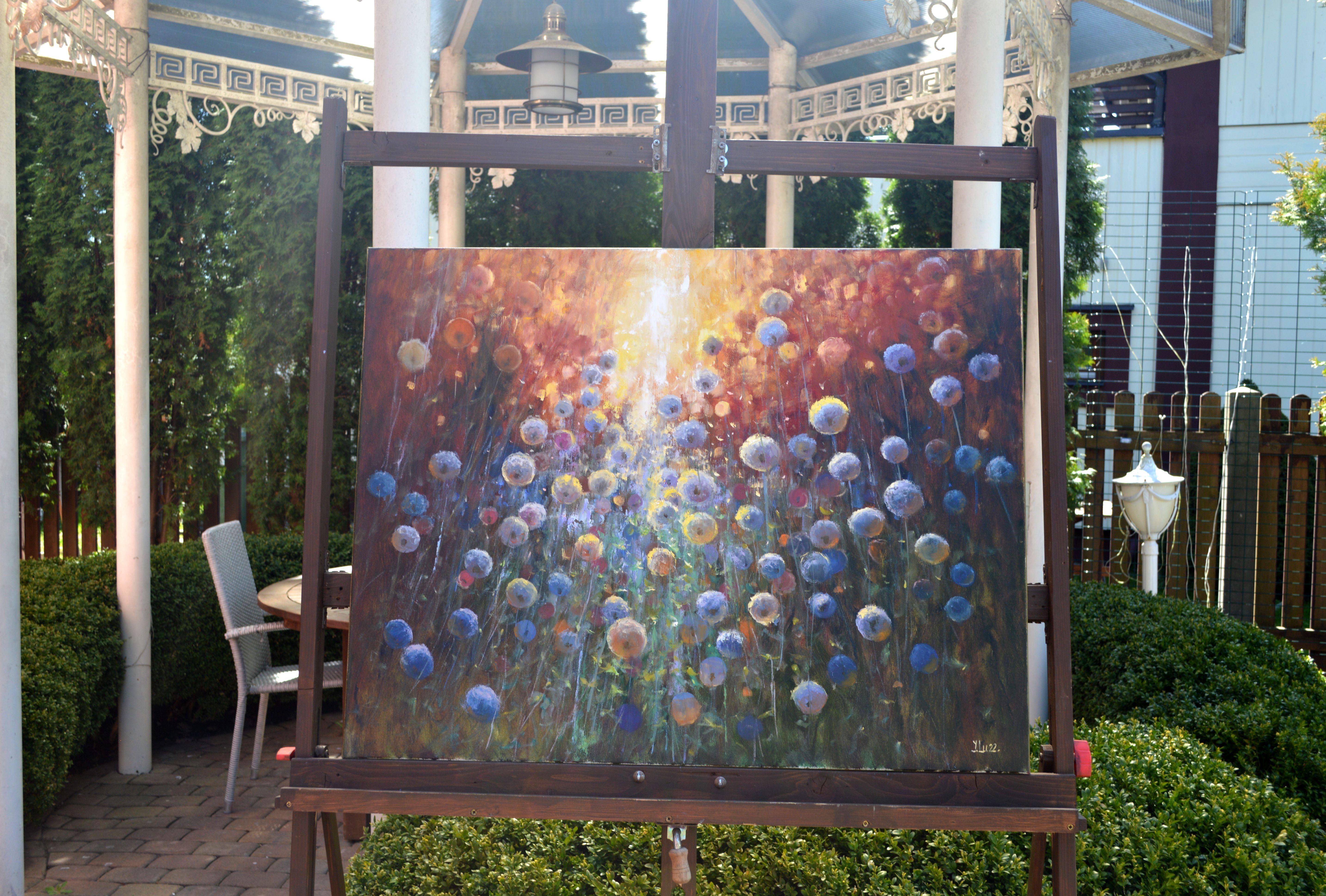 Dandelions bei Sonnenaufgang 70X90 (Schwarz), Interior Painting, von Elena Lukina