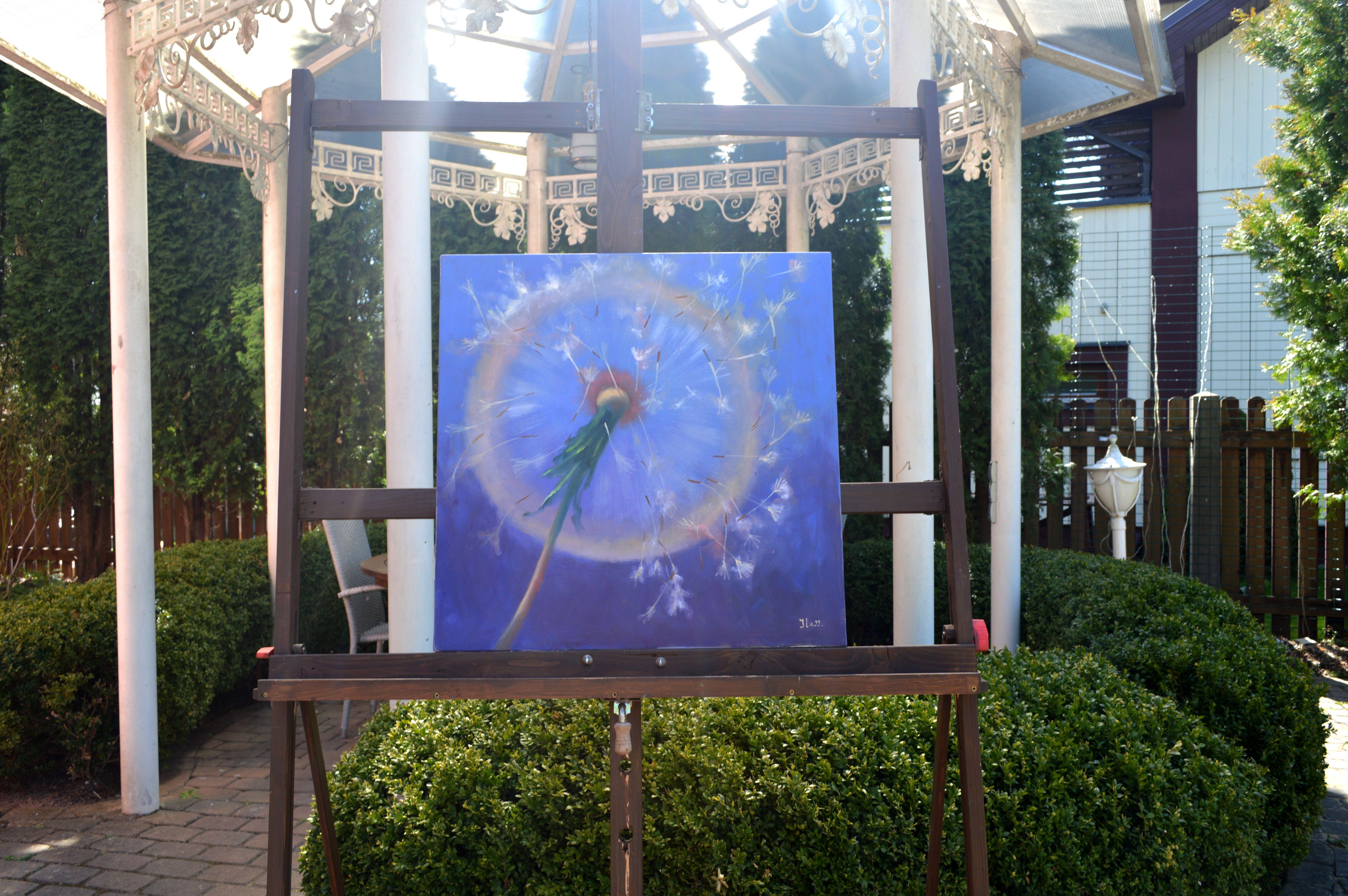 Dandelions in flight 60X60 - Painting by Elena Lukina
