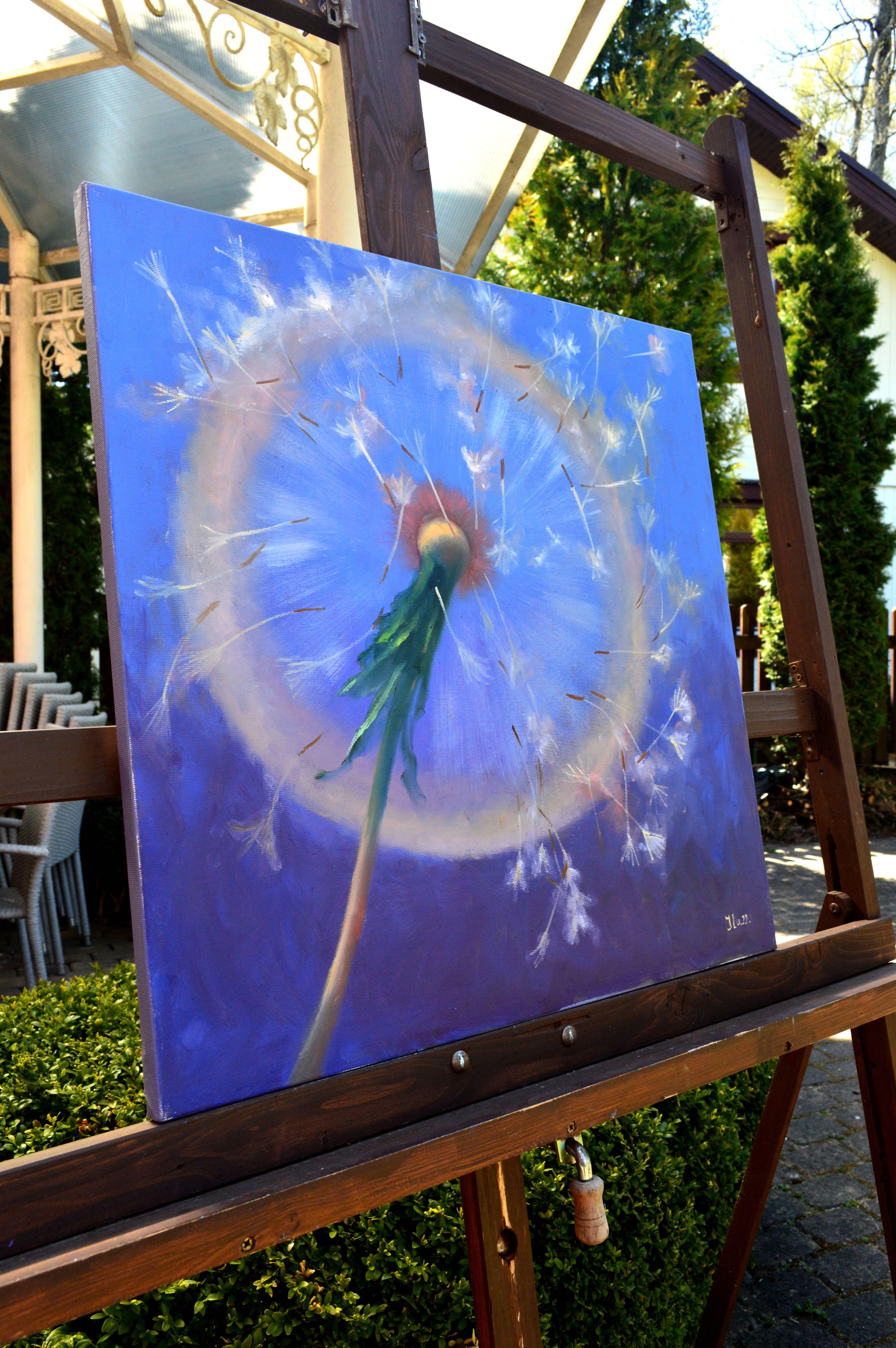 In this work, I've captured the ephemeral beauty of nature's cycle. I chose oils to convey the rich vibrancy and delicate dance of seeds on the wind. The artistry here lies in the dynamic interplay between light and movement, a celebration of change