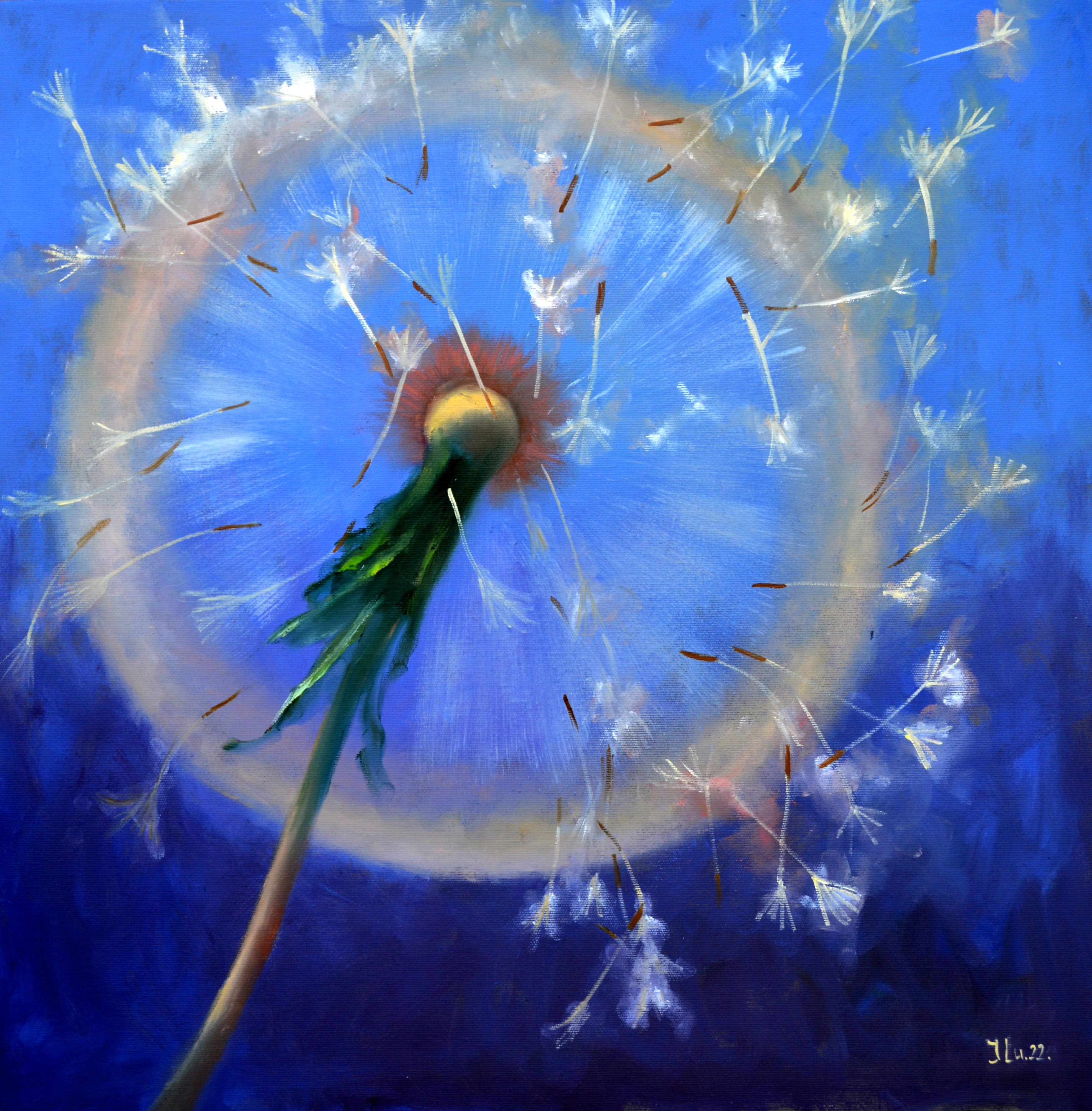 Elena Lukina Interior Painting - Dandelions in flight 60X60