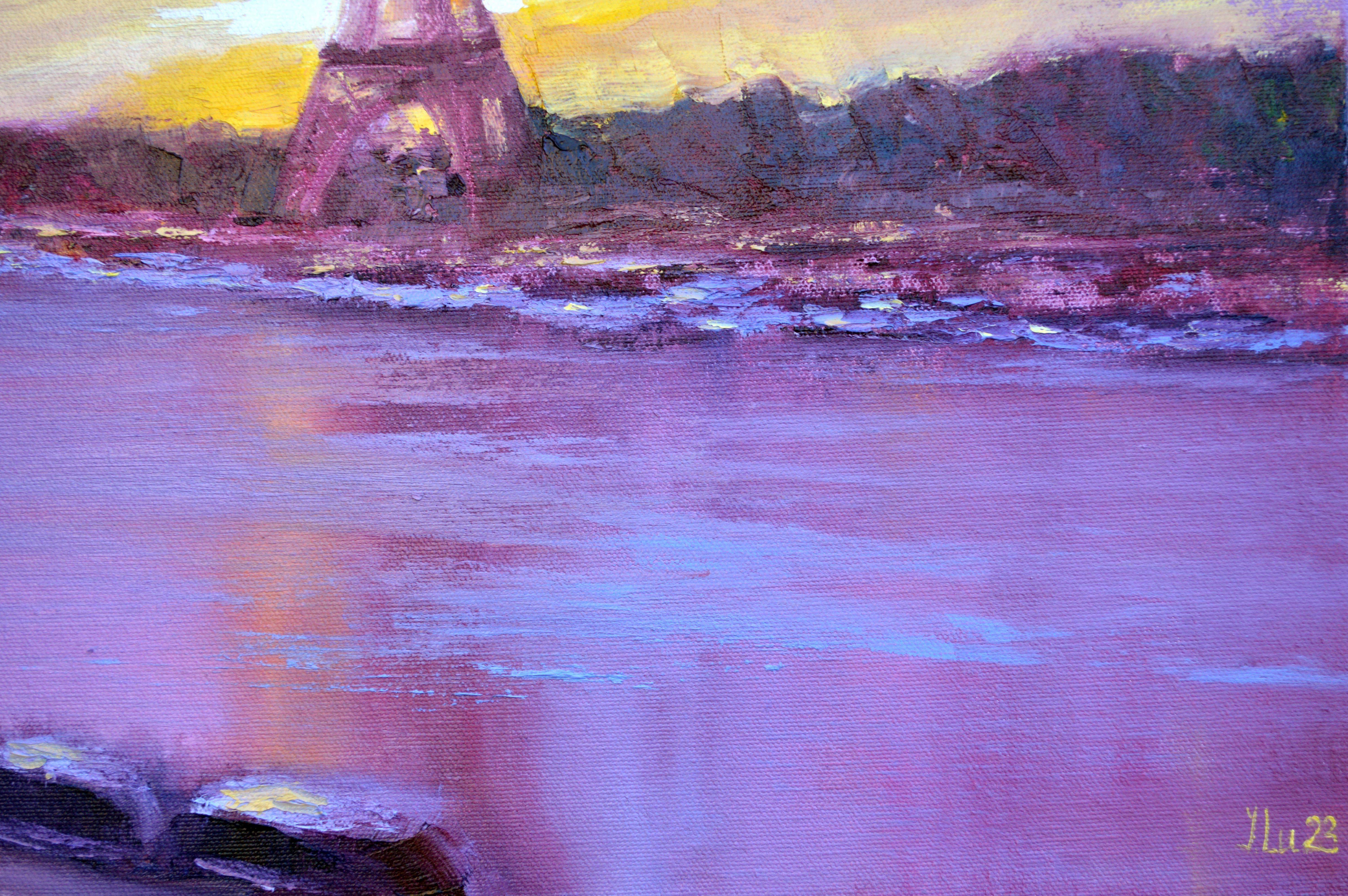 Dawn in Paris, 50X50, Öl auf Leinwand im Angebot 6